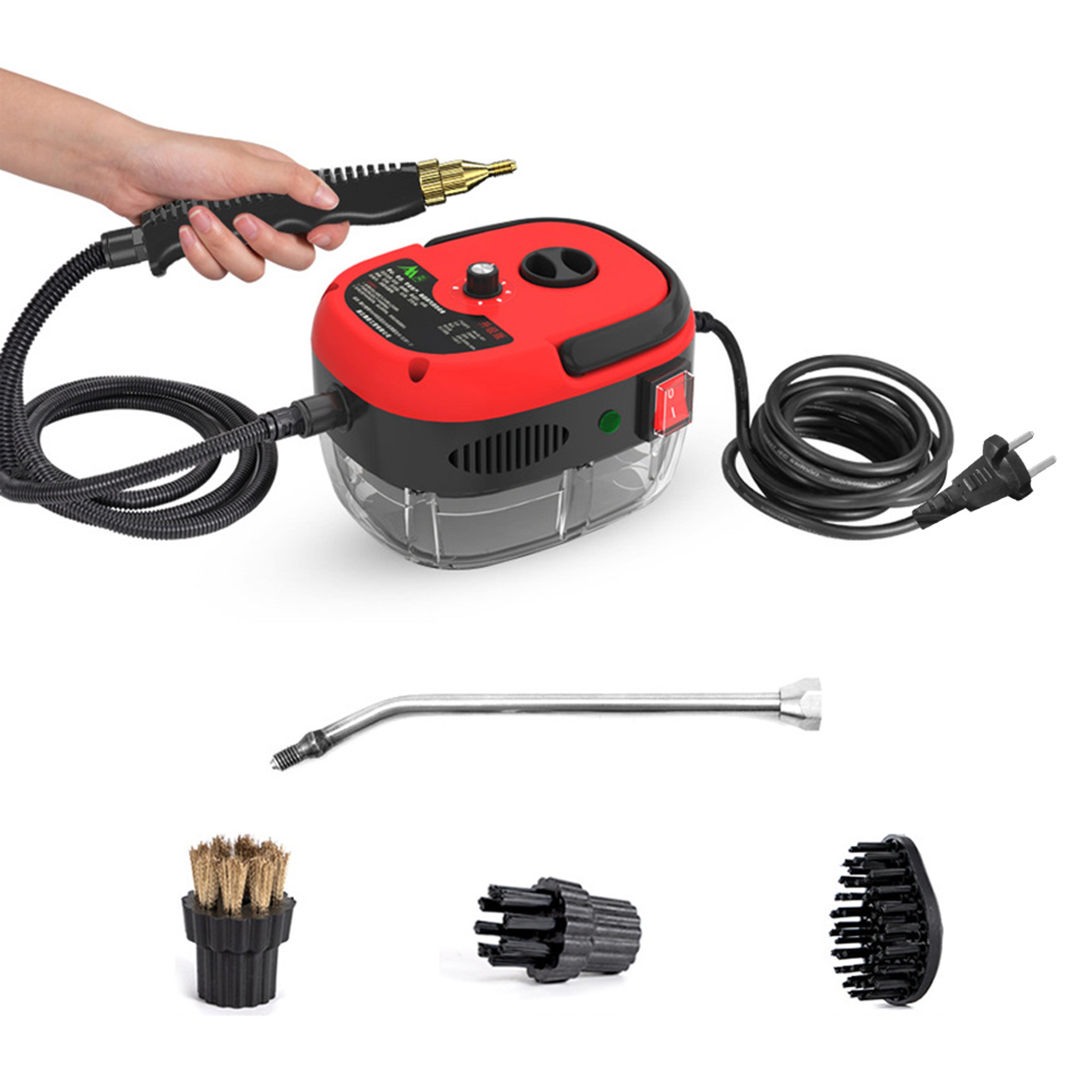 portable handheld steam cleaner, high temperature pressurized steam cleaning machine with brush heads for furniture