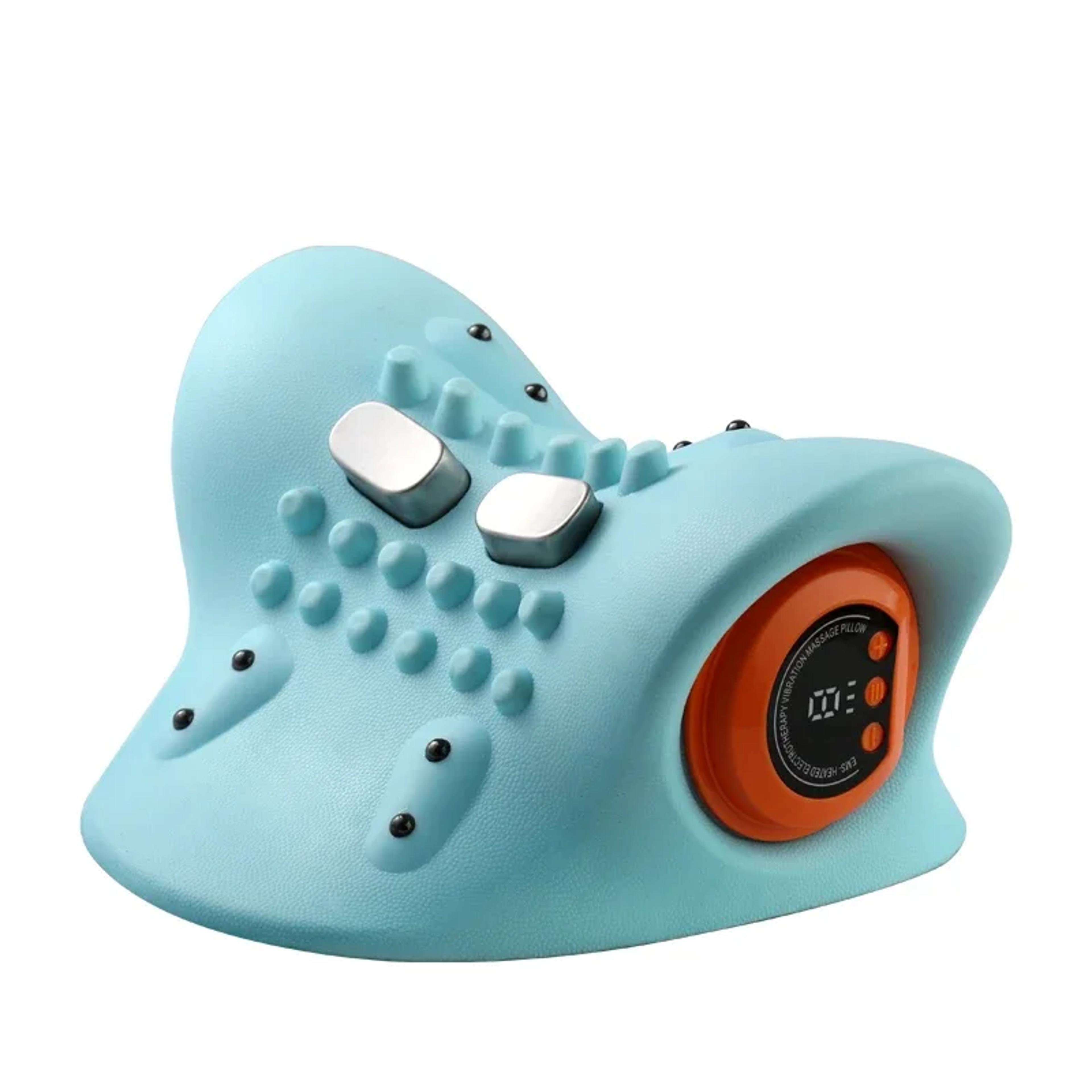 electric cervical massager neck stretcher with pulse, heating, and pain relief for chiropractic care