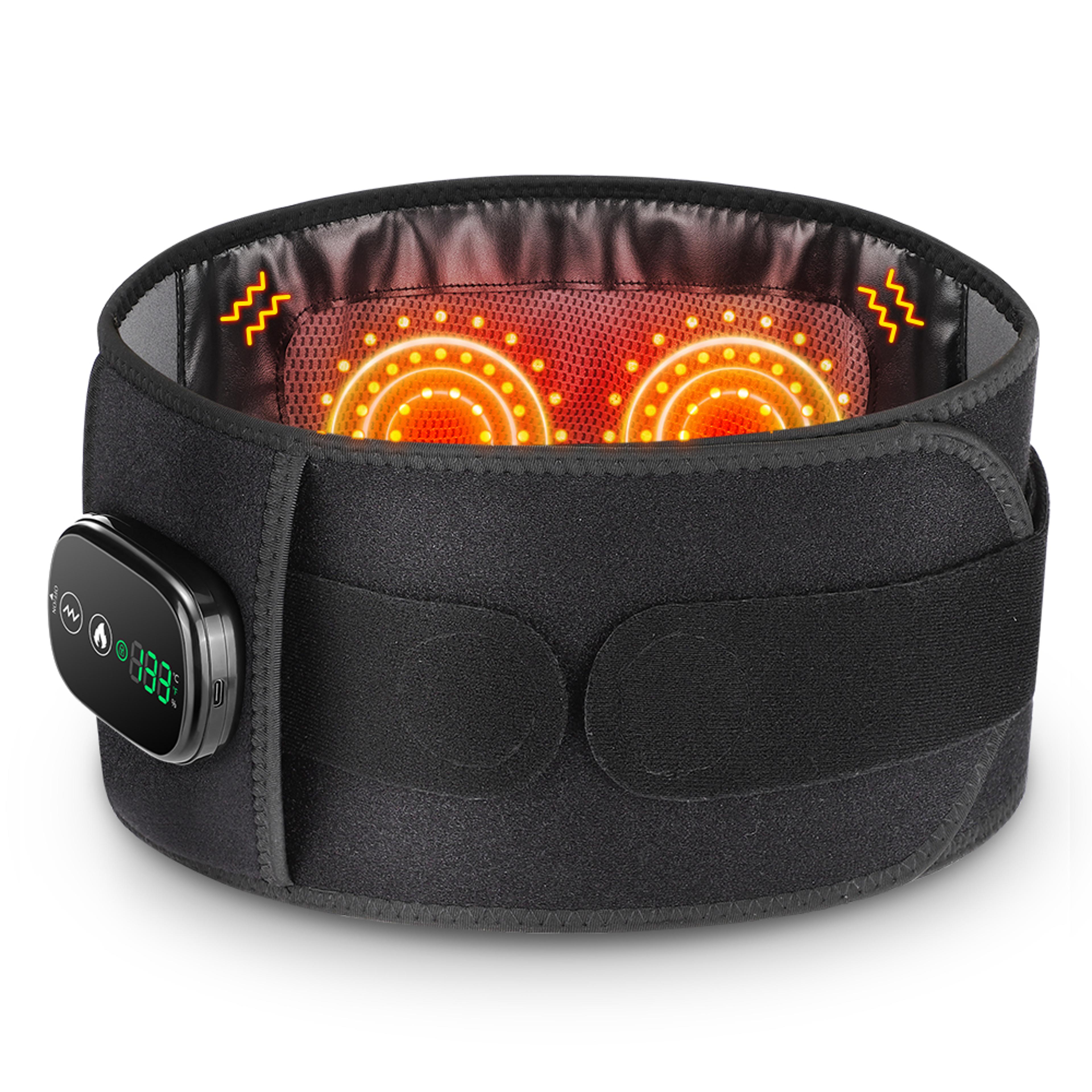 heating vibration massager belt, red light hot compress waist support brace for back pain relief