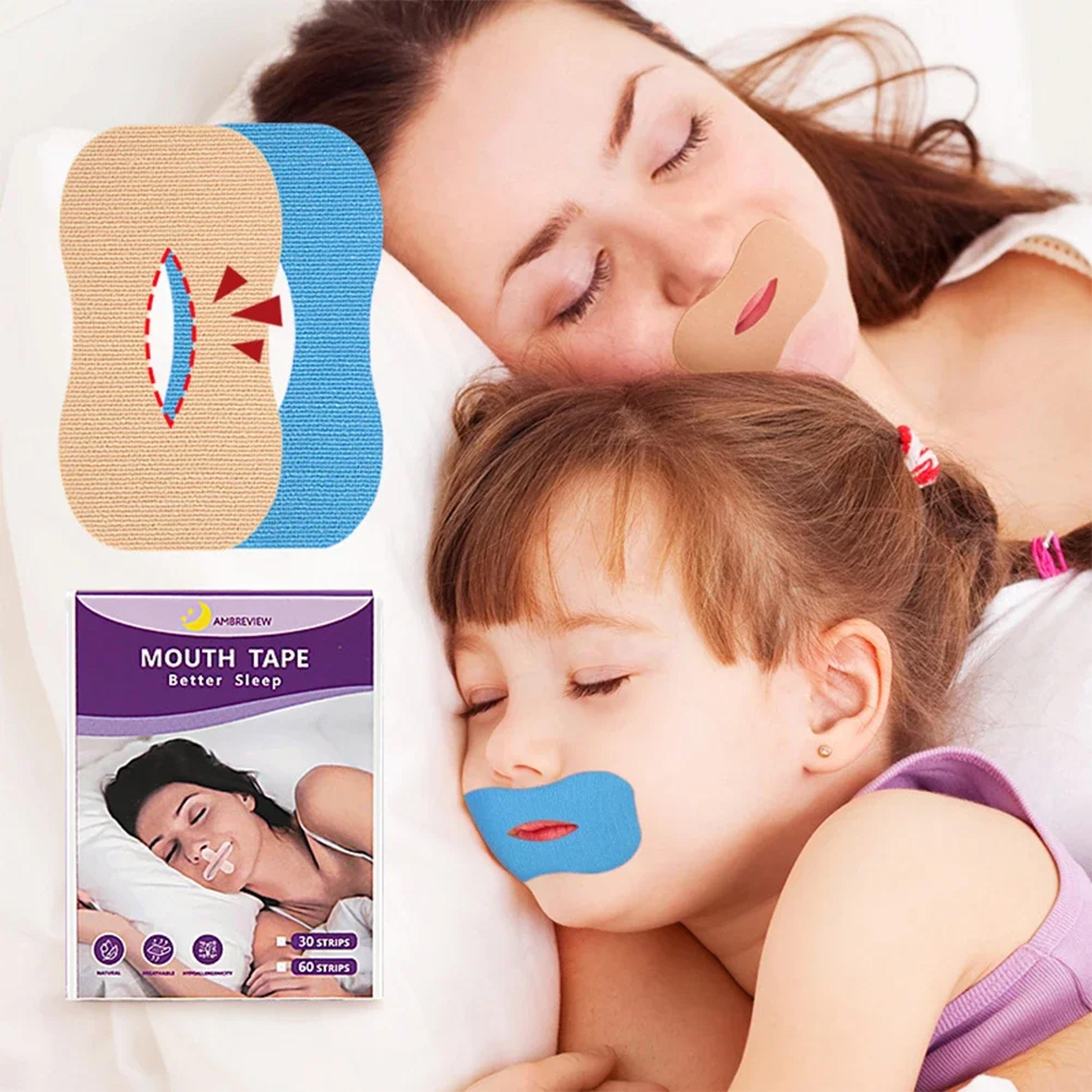 anti-snoring mouth patch for adults & children, breath better, sleep deeper, enjoy restful nights