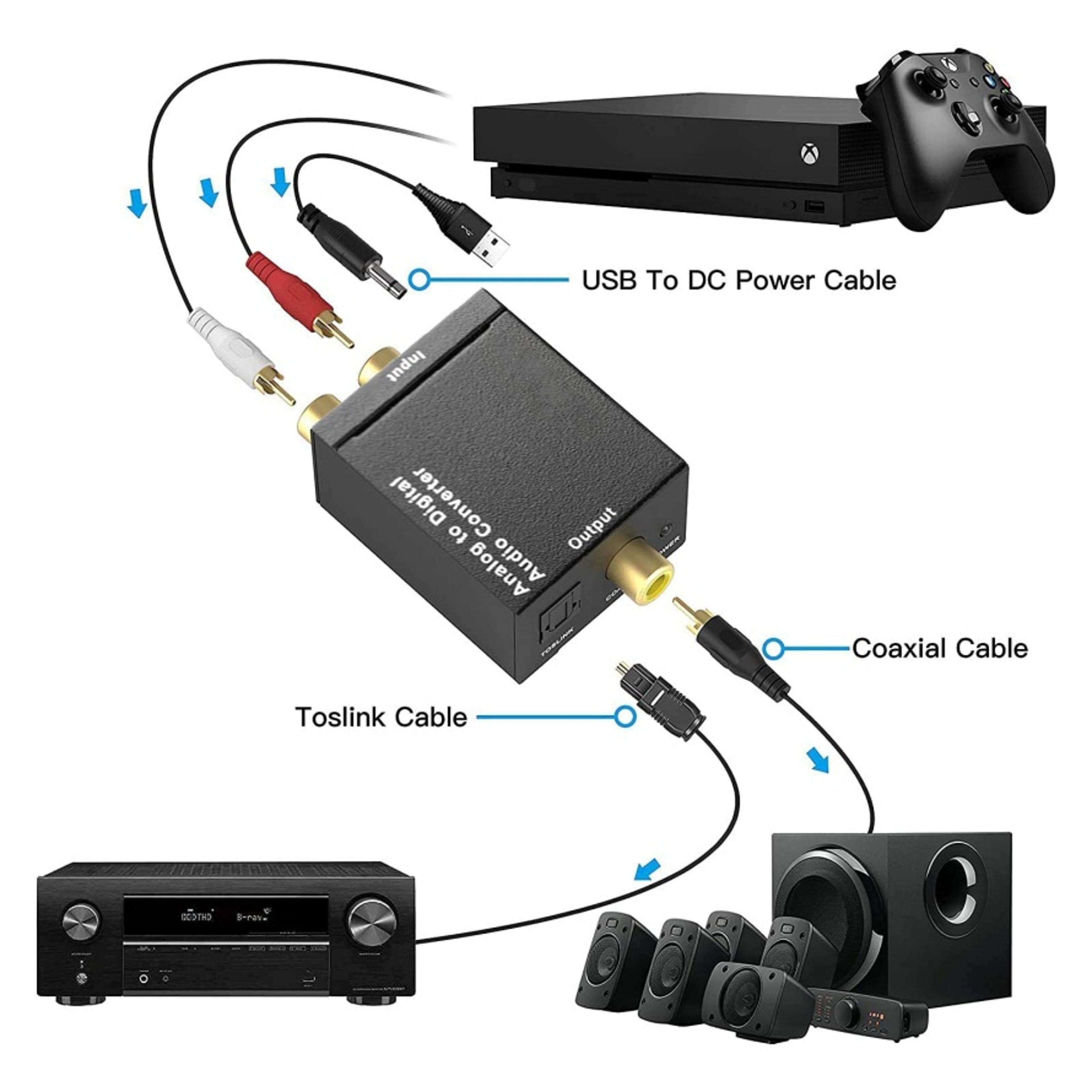 adc analog to digital audio converter, rca to optical toslink adapter