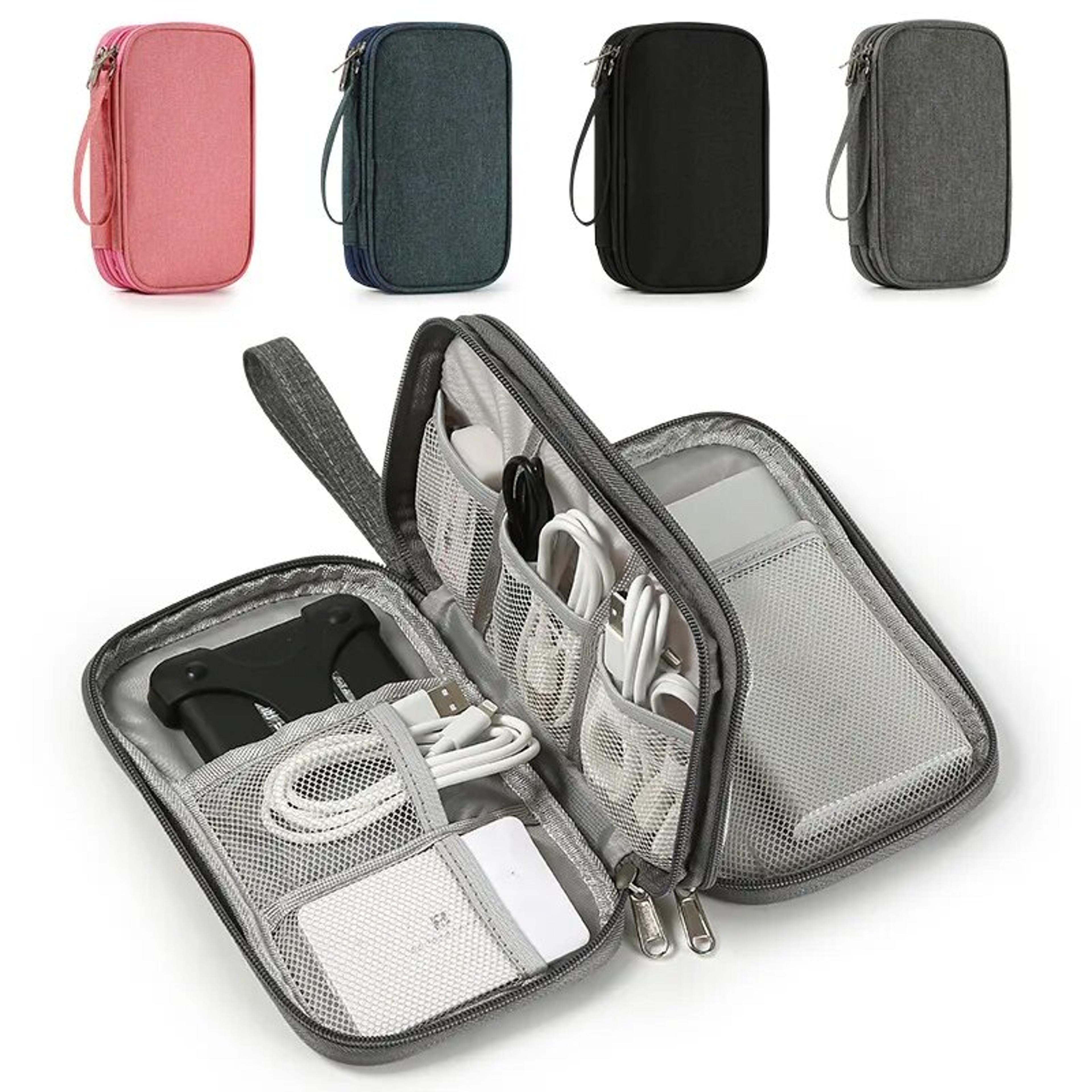 travel portable digital product storage bag, usb data cable organizer & headset charging box