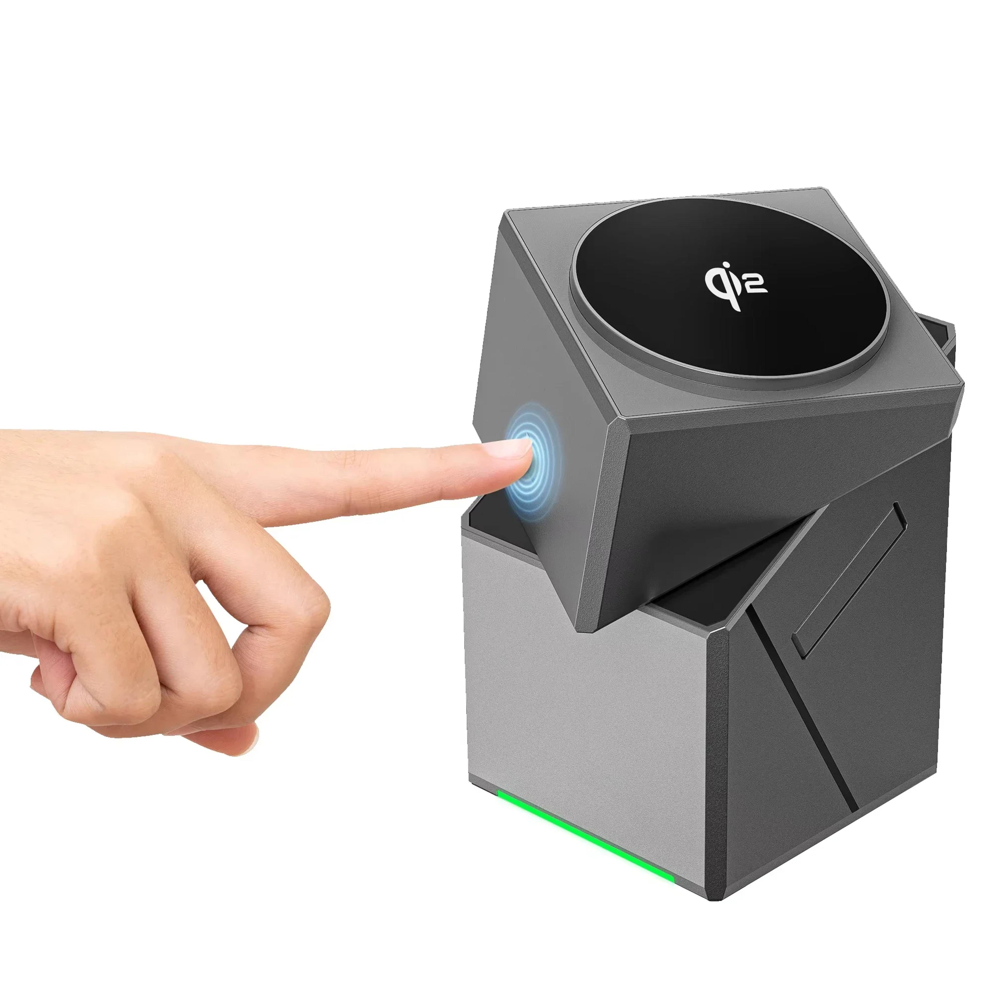 touch autorotation magnetic wireless charger dock for iphone, android, iwatch, magsafe fast charging station