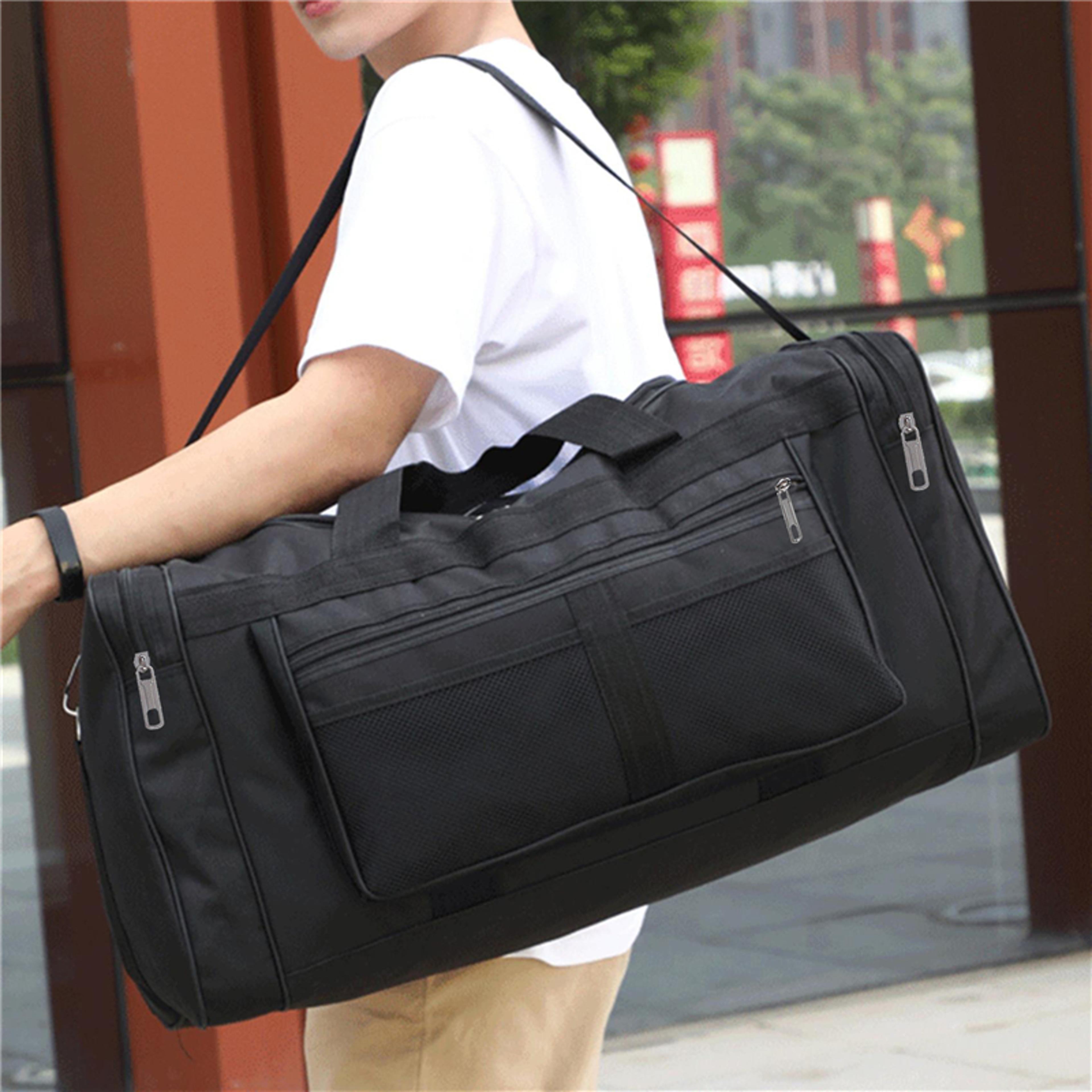 large capacity nylon travel duffel bag, versatile carry-on weekender for men and women