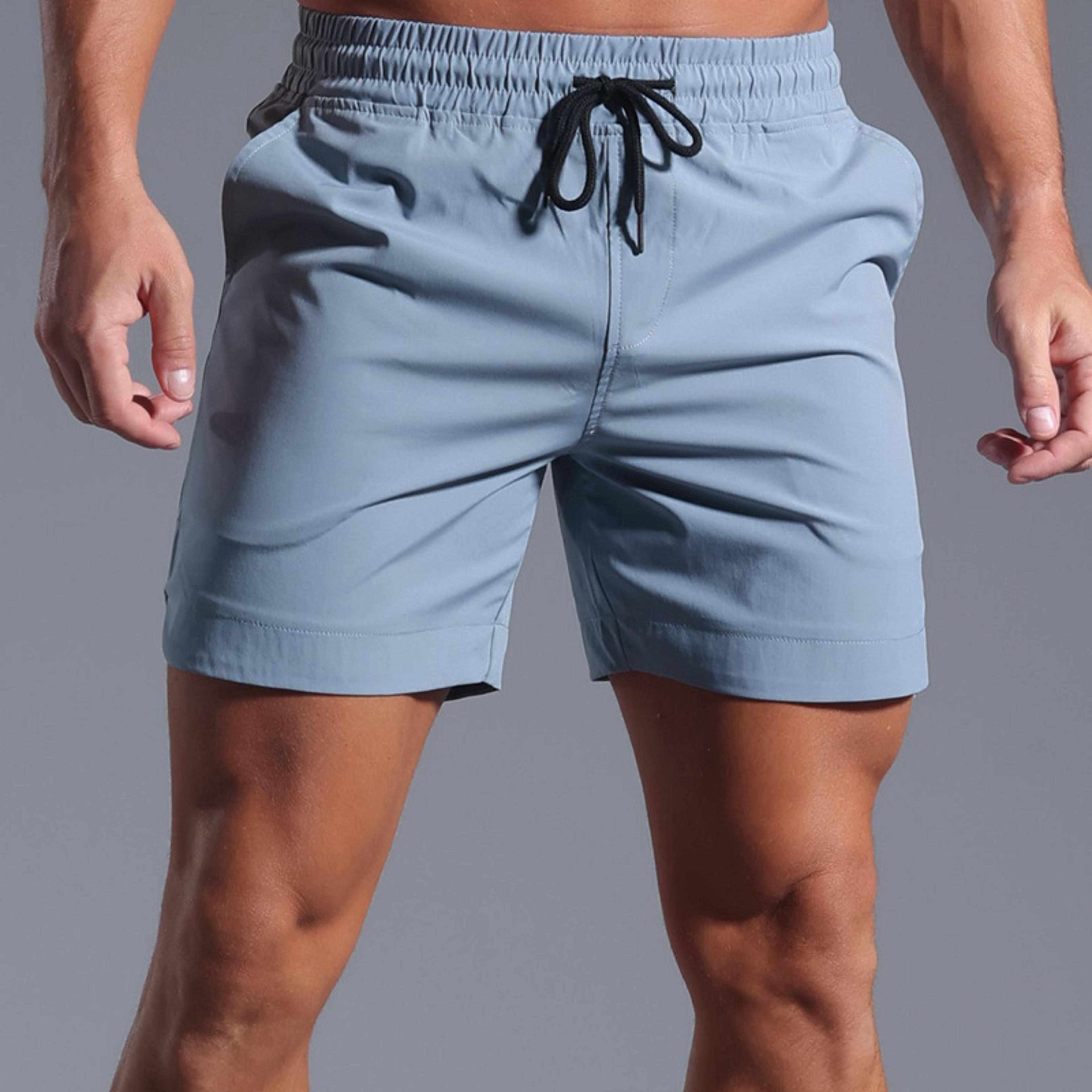 men quick dry running shorts for gym & sports, elastic workout training shorts