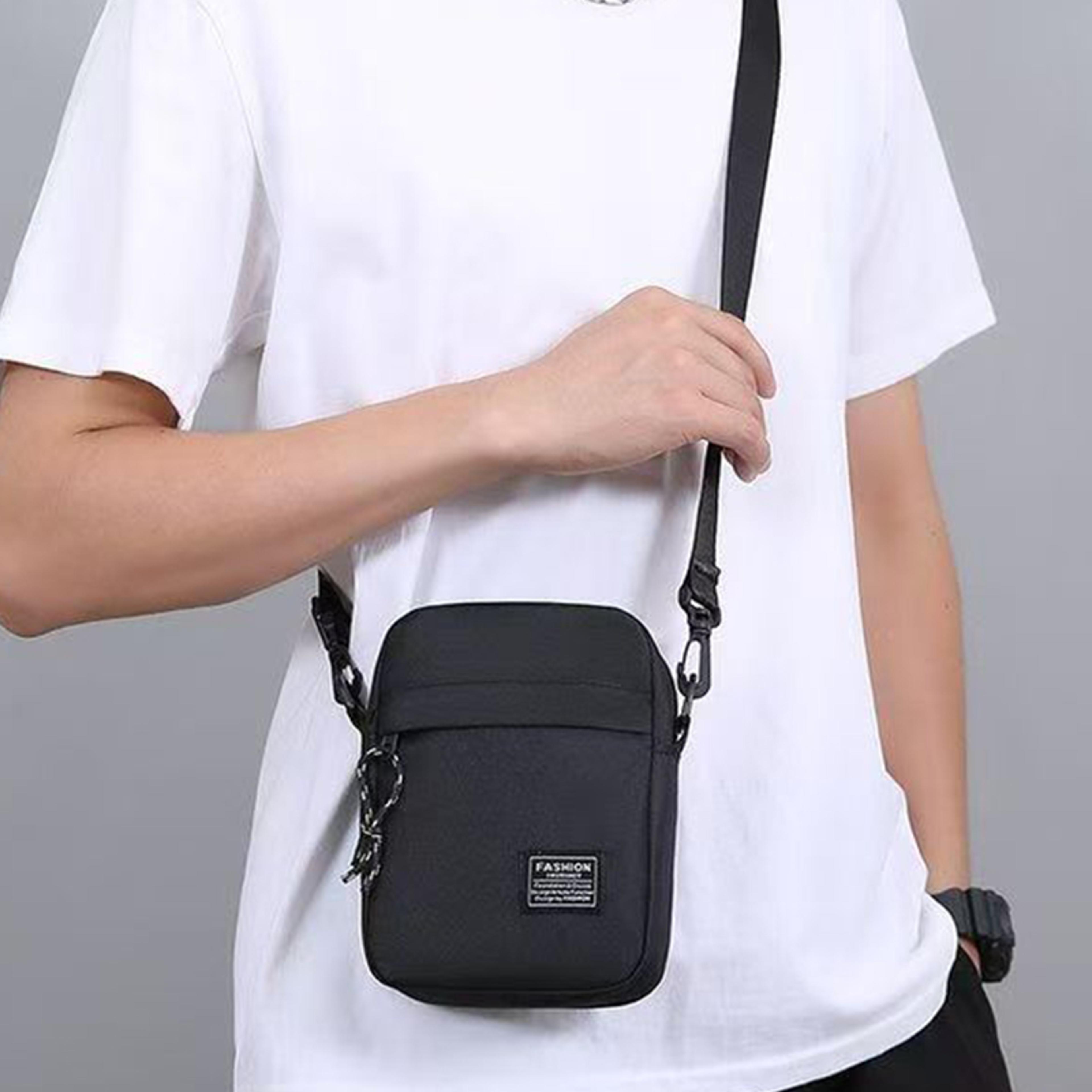 high-capacity crossbody sling bag for men, lightweight nylon shoulder messenger bag