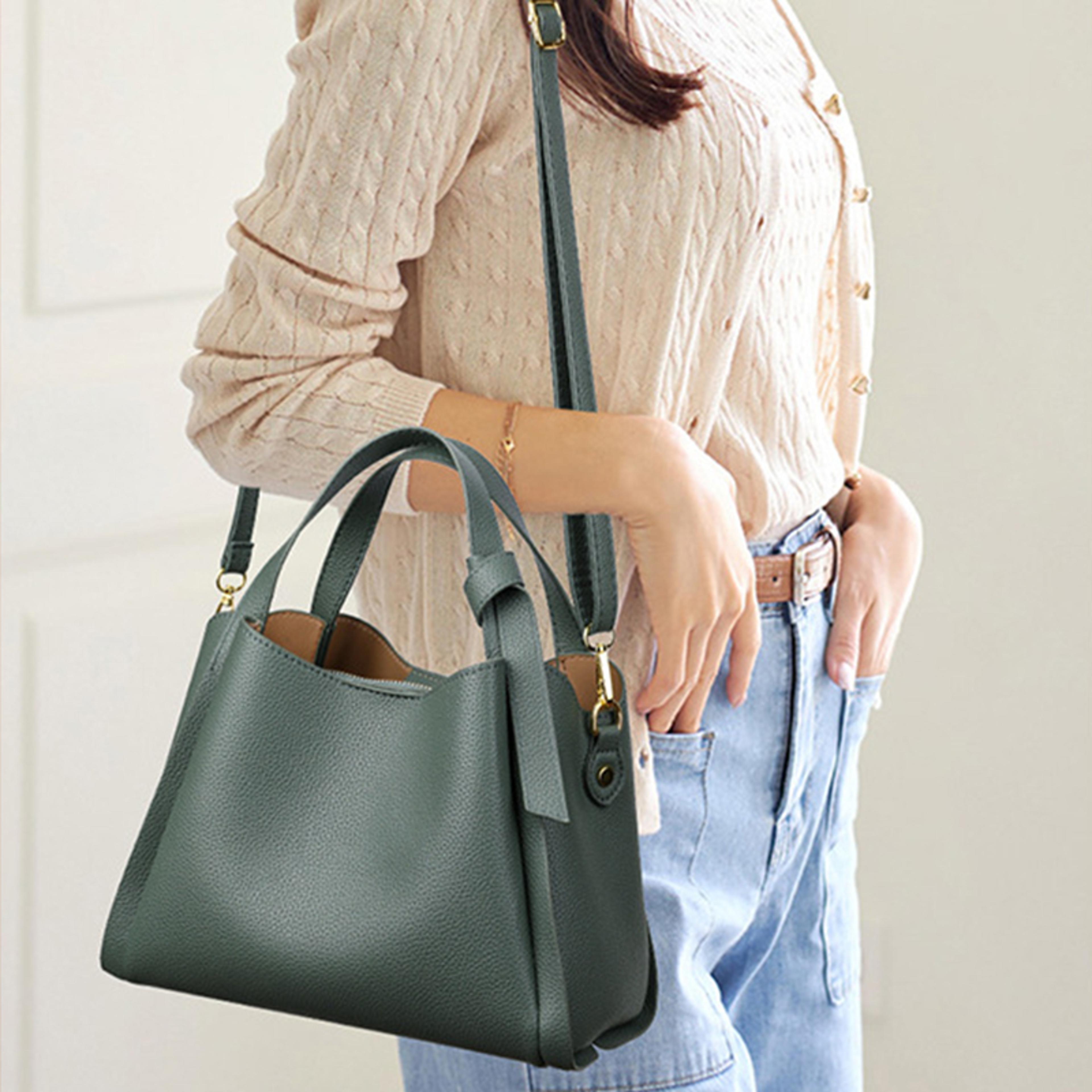 retro fashion large capacity shoulder bag, stylish women's handbag, portable messenger bucket bag