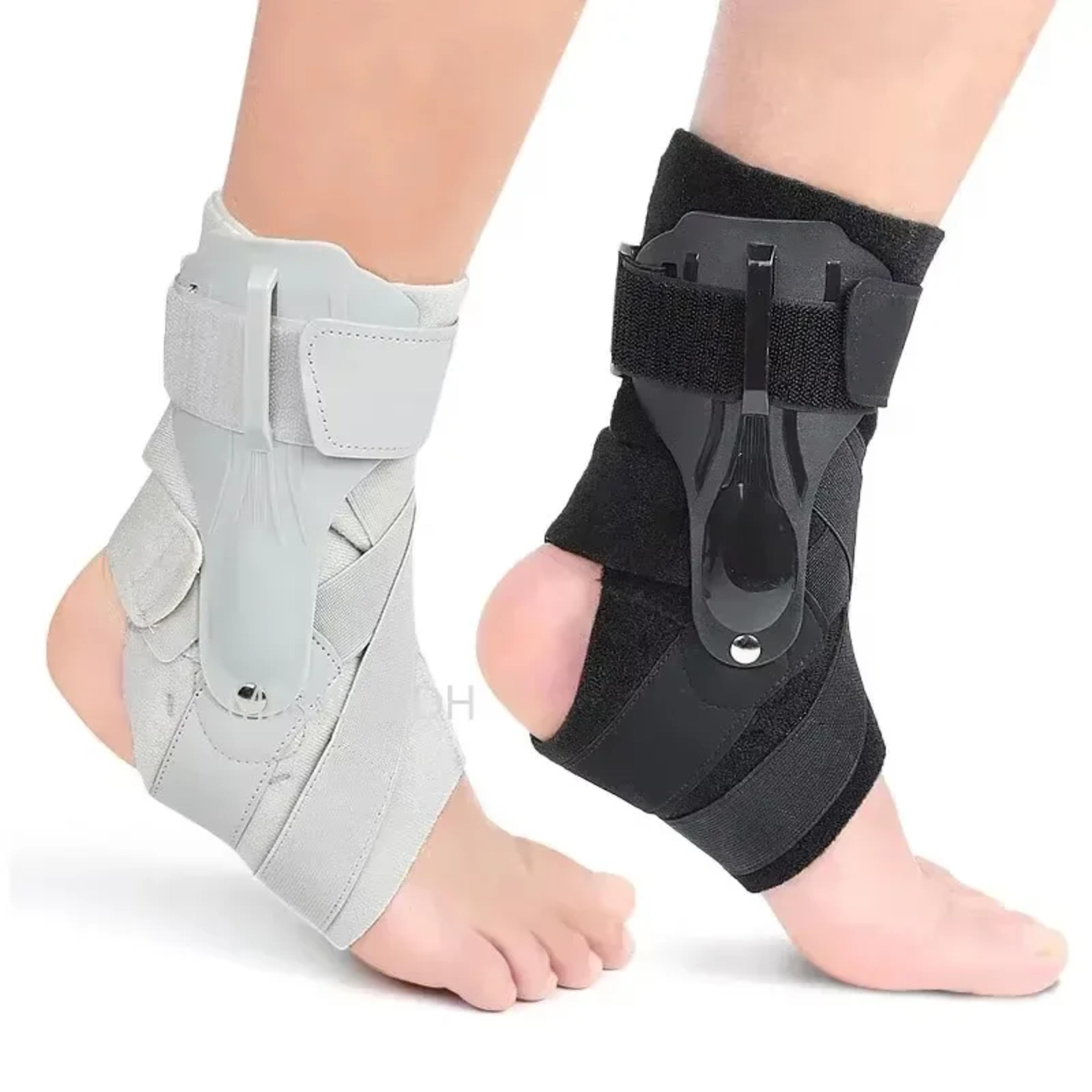 ankle support brace with side stabilizers for sprains, tendonitis & injury recovery