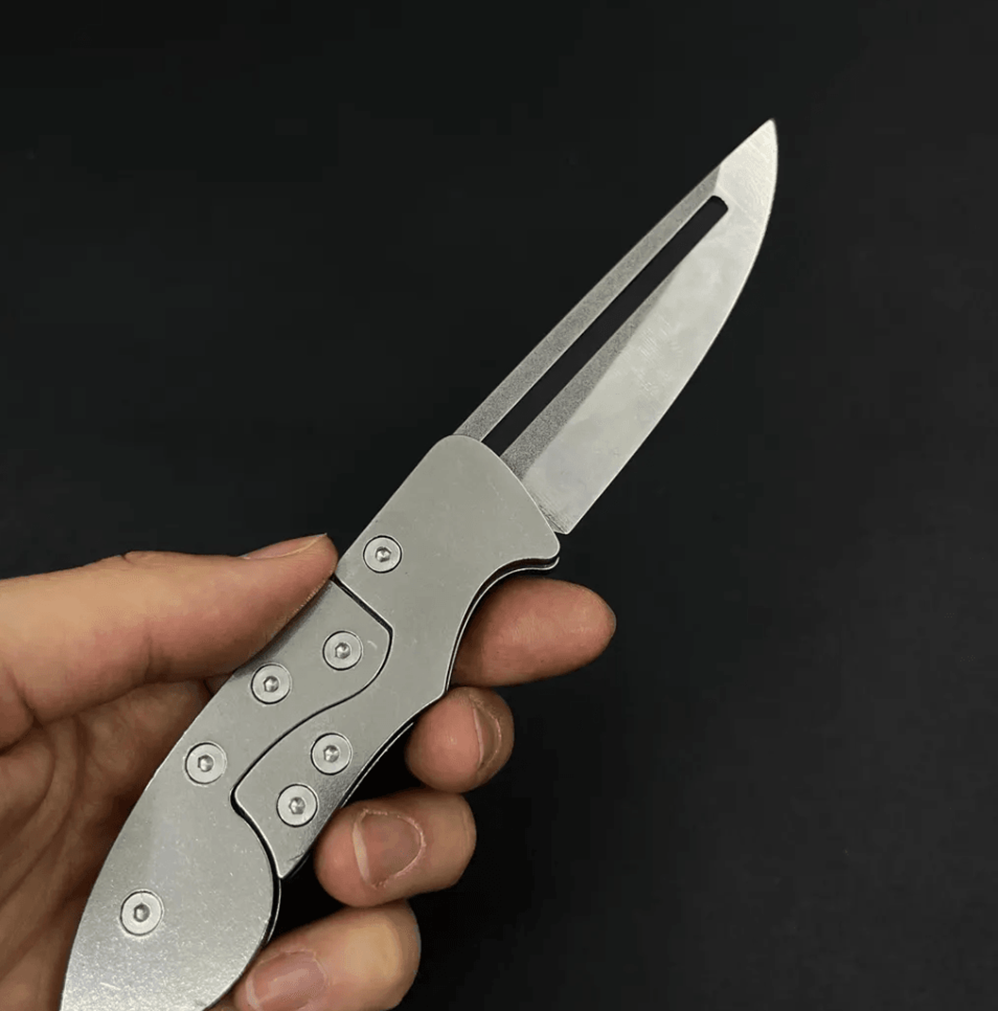 stainless steel folding pocket knife | 4034 steel blade + leather sheath | compact hunting & outdoor gift