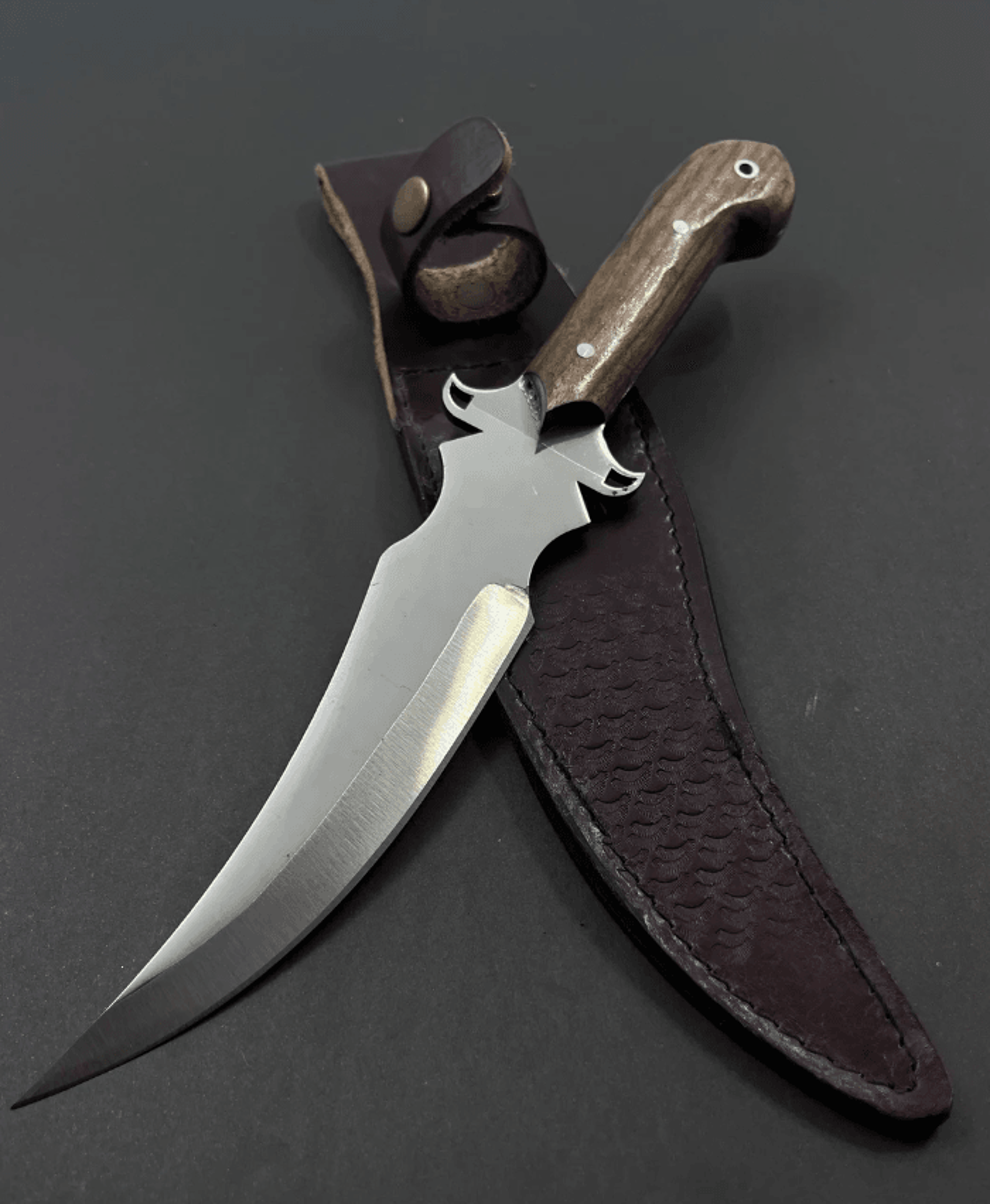 custom camping knife | engraved 4116 stainless steel full tang blade + walnut handle | 12.2" outdoor survival knife