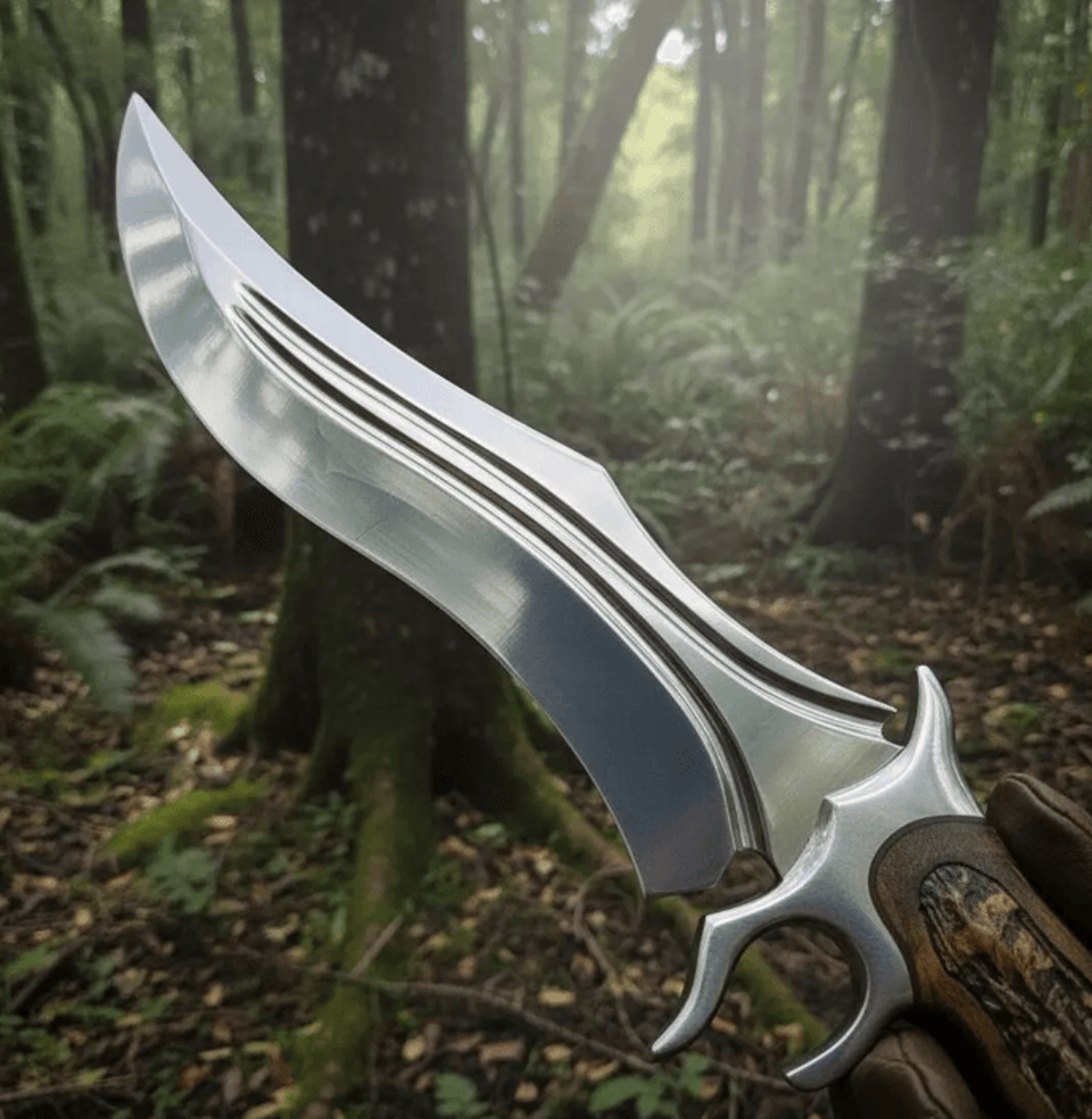 hand-forged 440c steel bowie knife | 15" full tang hunting blade + rosewood handle | leather sheath outdoor survival kni