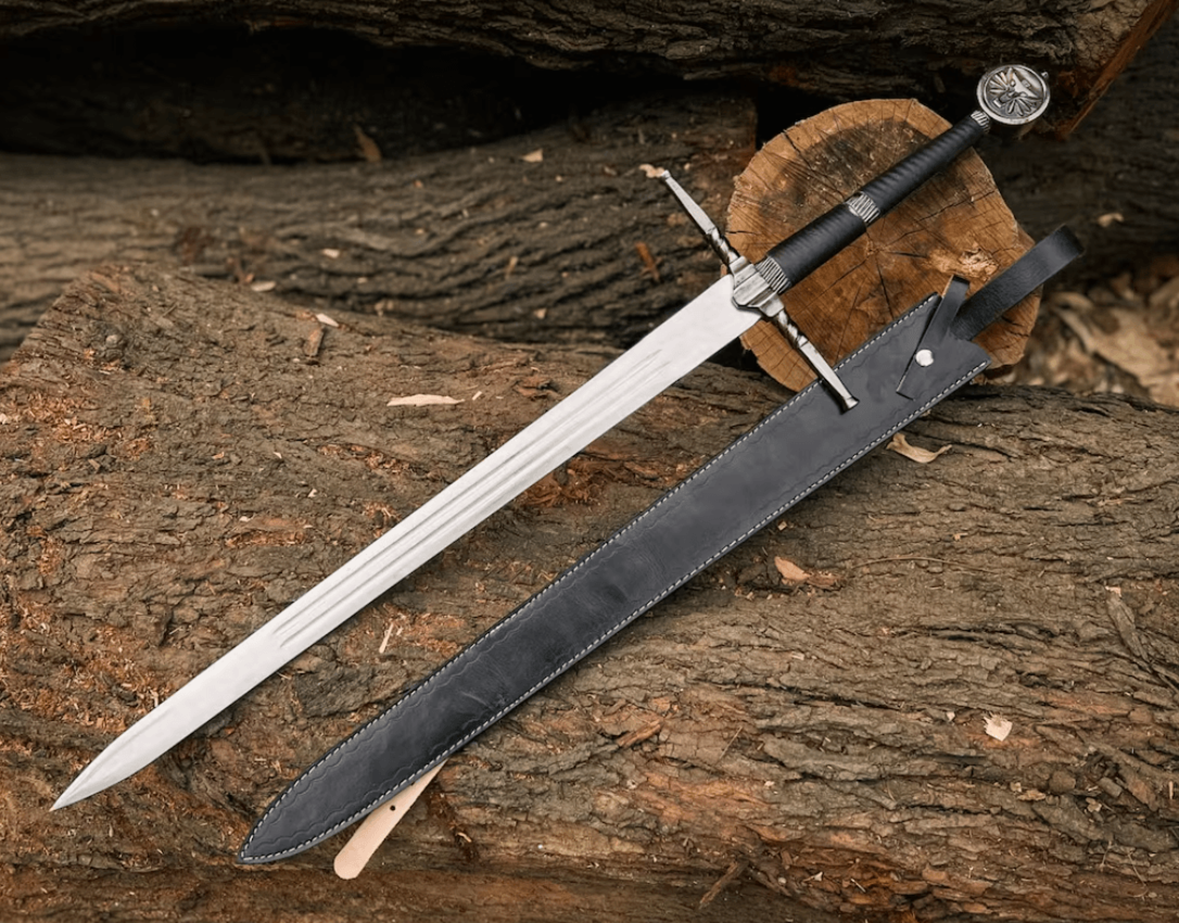handcrafted geralt of rivia sword | witcher 3 feline steel & silver master sword | collector display replica