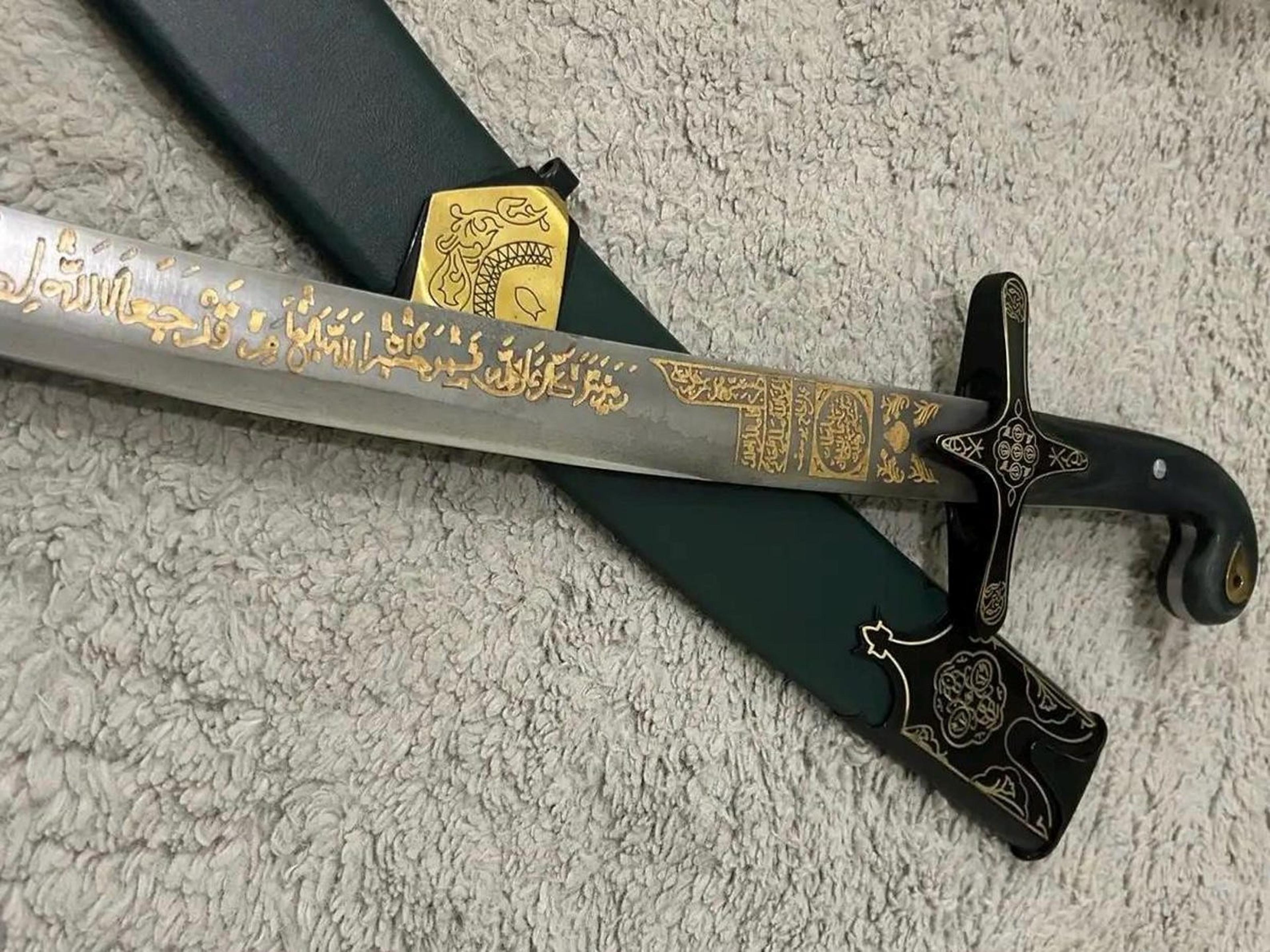 handmade islamic ottoman style sword medieval replica with leather sheath gift for him