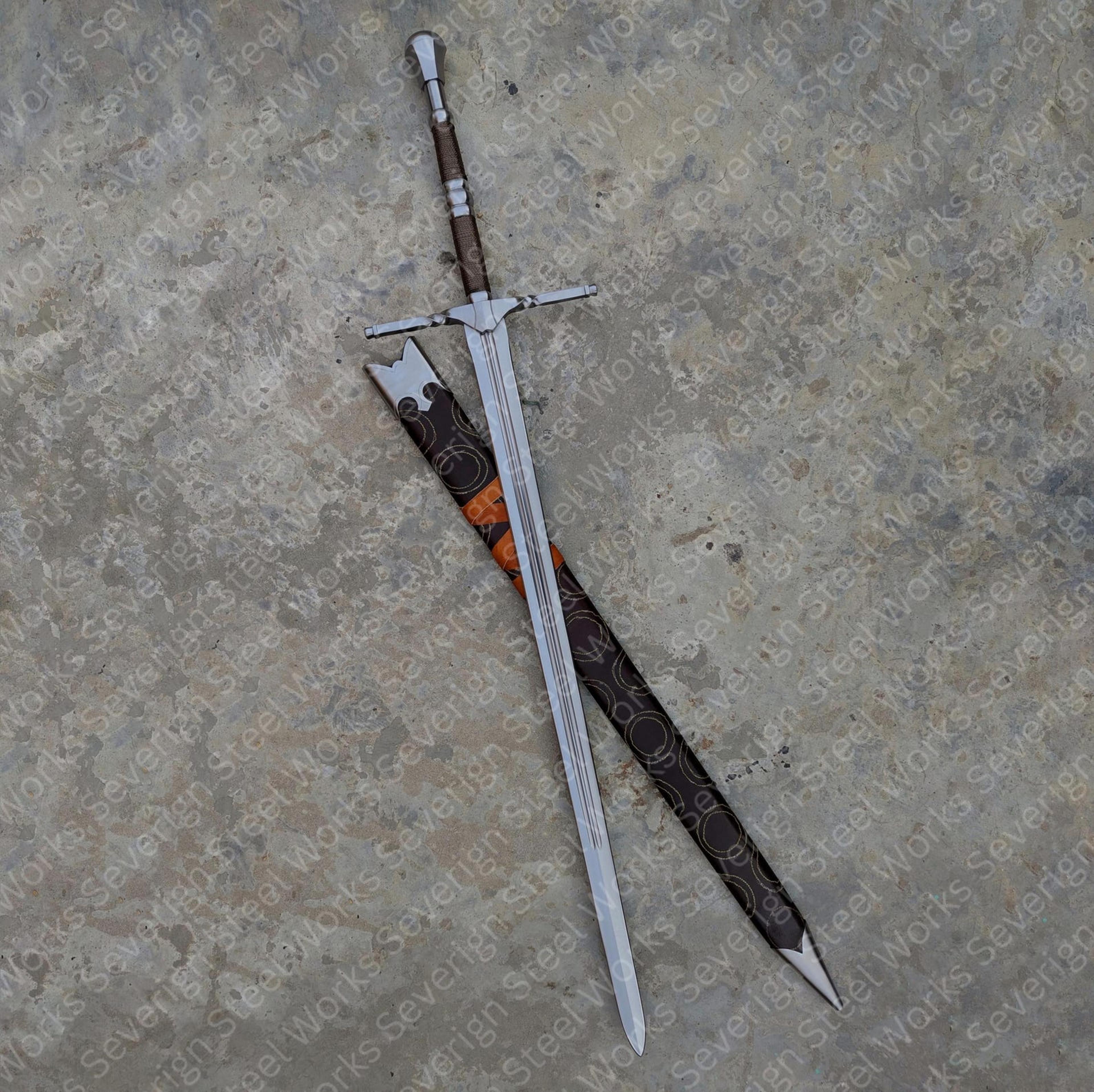 handmade medieval longsword, knight sword with decorative scabbard, historical renaissance decor, collector gift