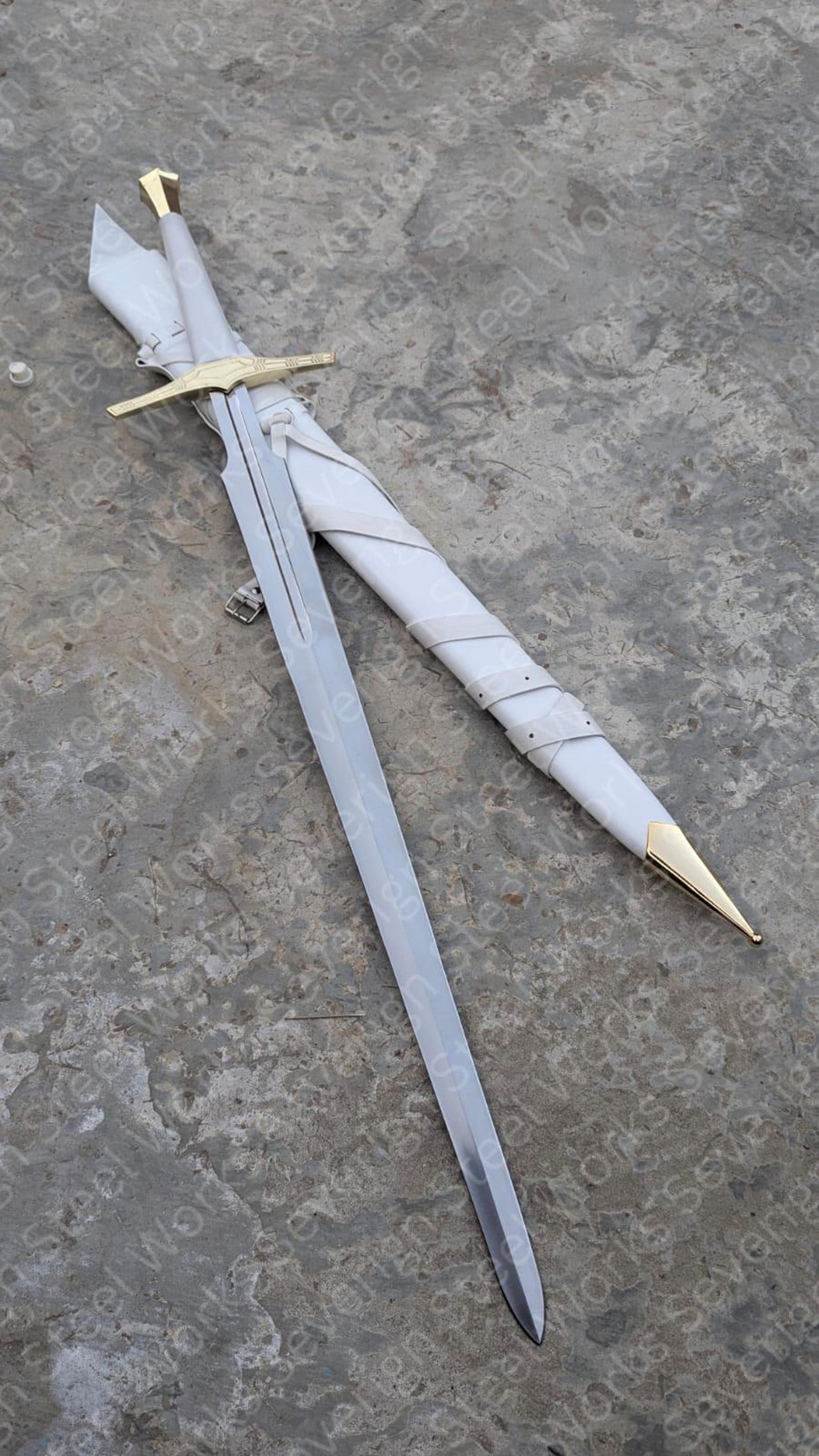 elven longsword, white scabbard fantasy sword, medieval elf decor, cosplay display, collector gift for him