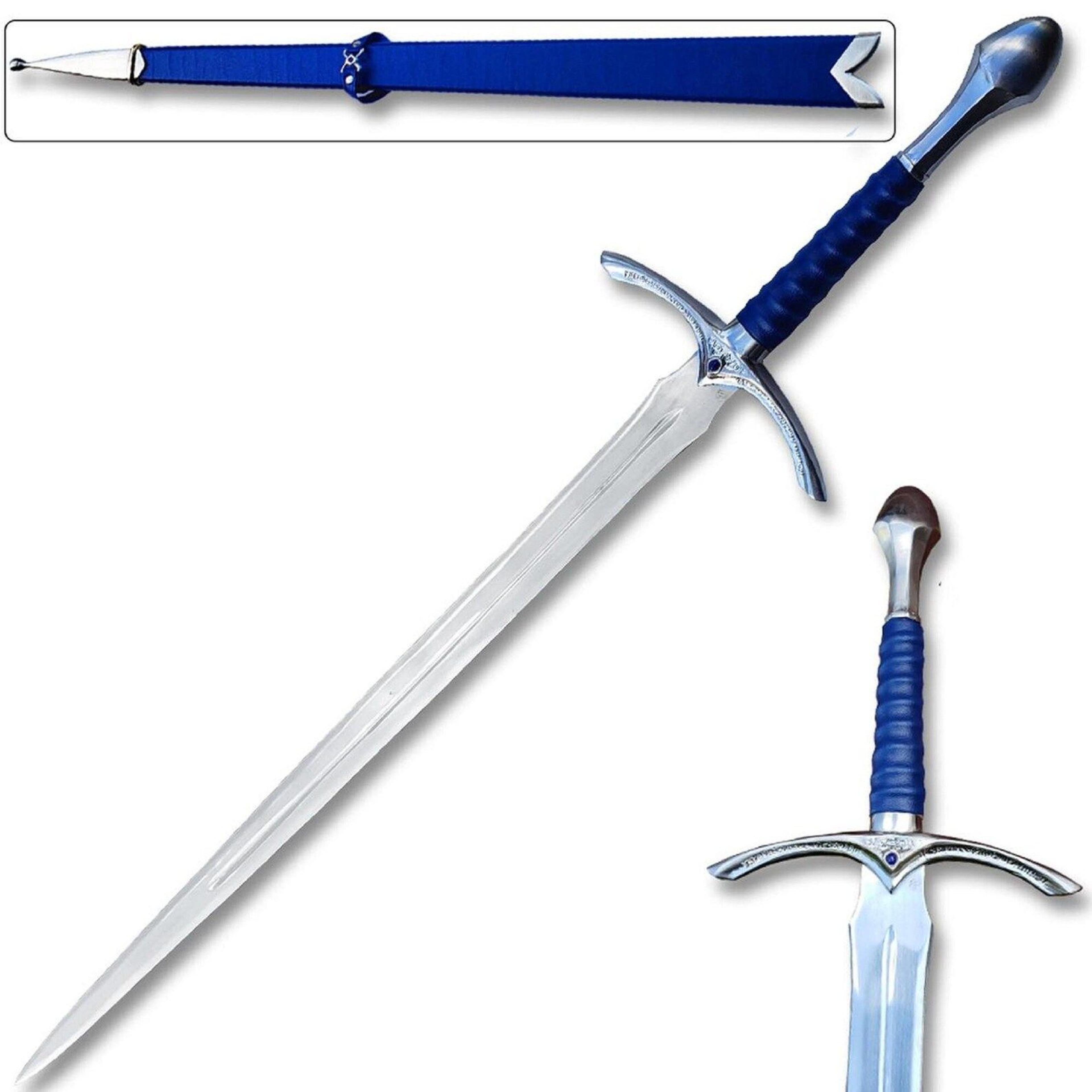 hand forged medieval longsword high carbon steel knight sword with leather wrapped grip & scabbard