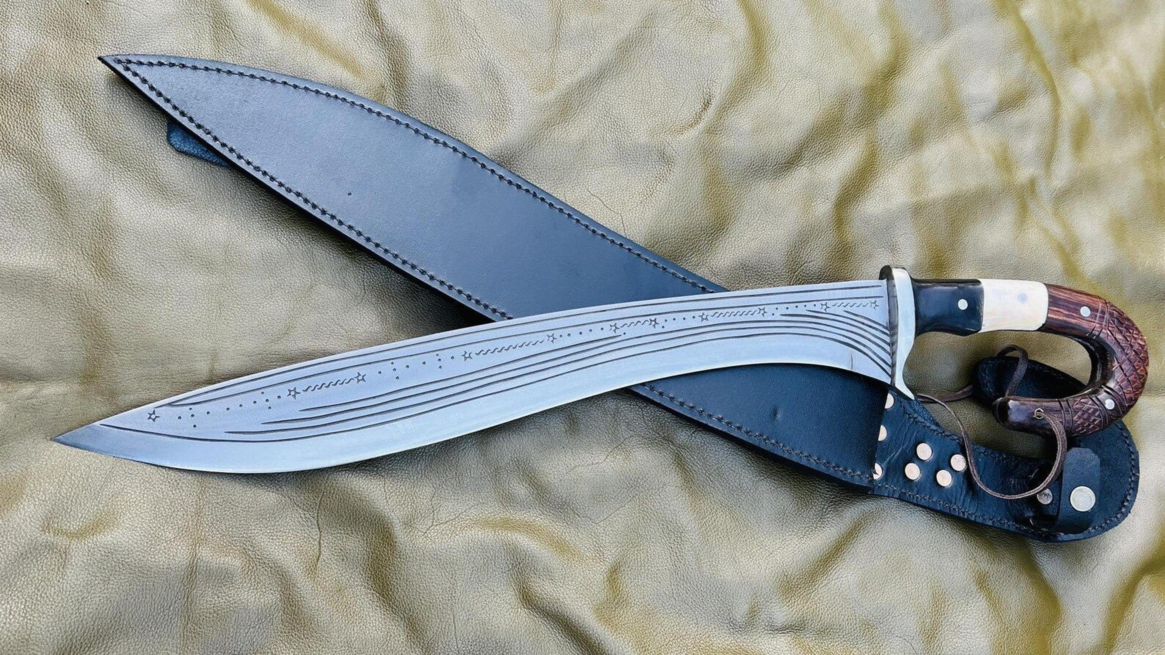 hand forged thai daab sword authentic traditional design with 5160 leaf spring blade and rosewood handle