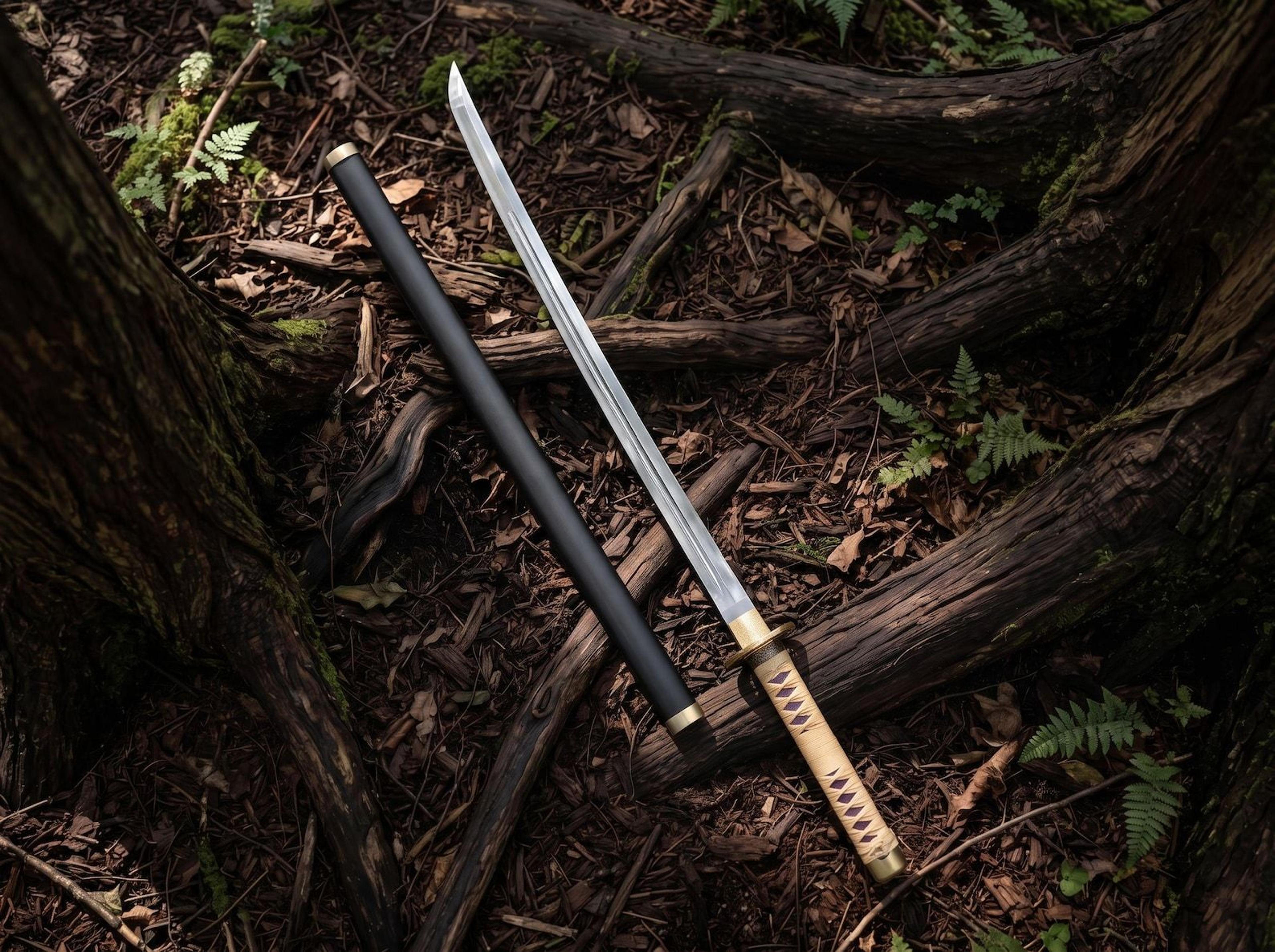 hand forged apanese katana sword | 40 inch stainless steel samurai sword with wrapped handle & black saya