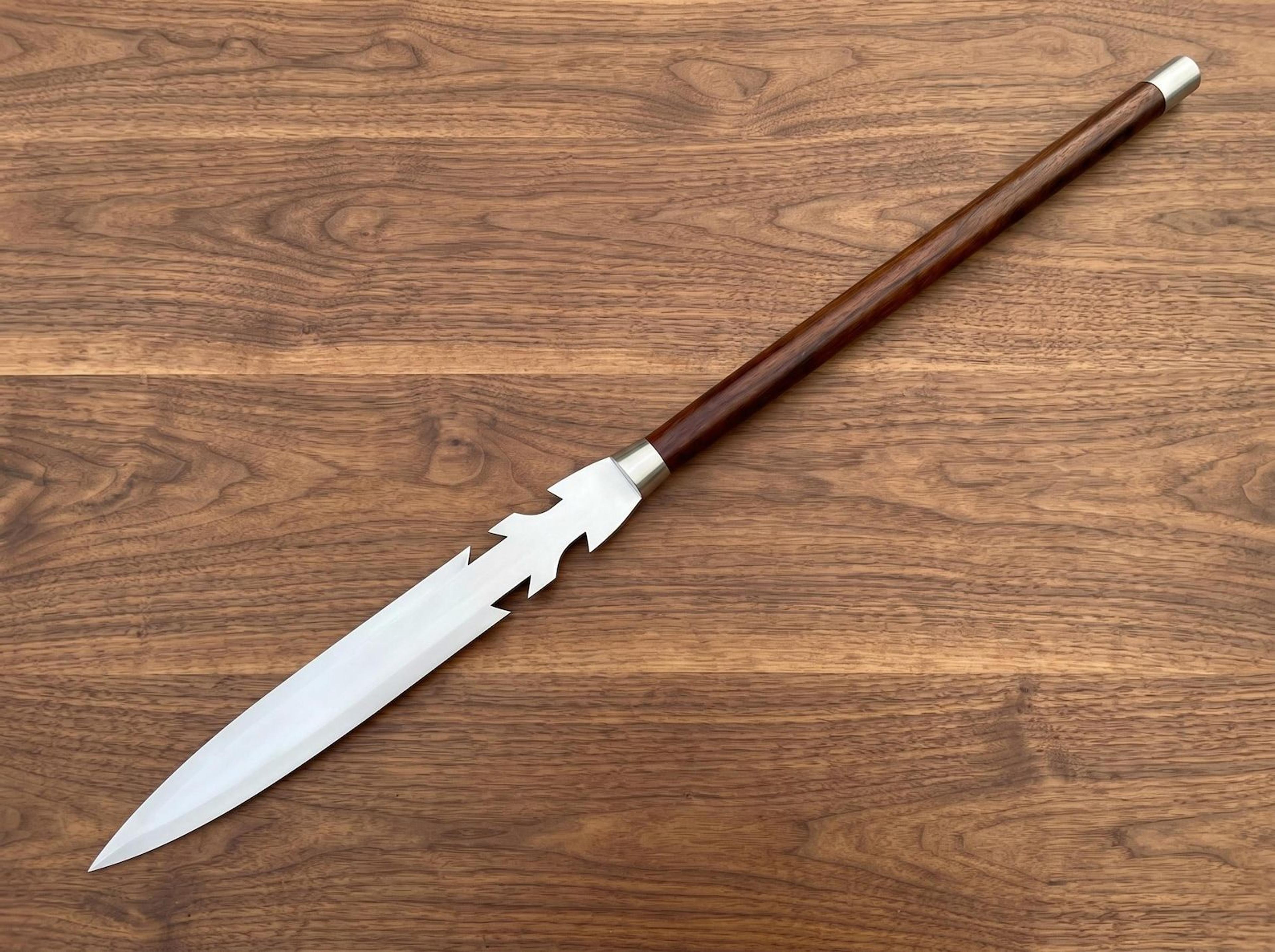 handmade fantasy spear | 48 inch stainless steel spear with hardwood shaft | medieval polearm replica