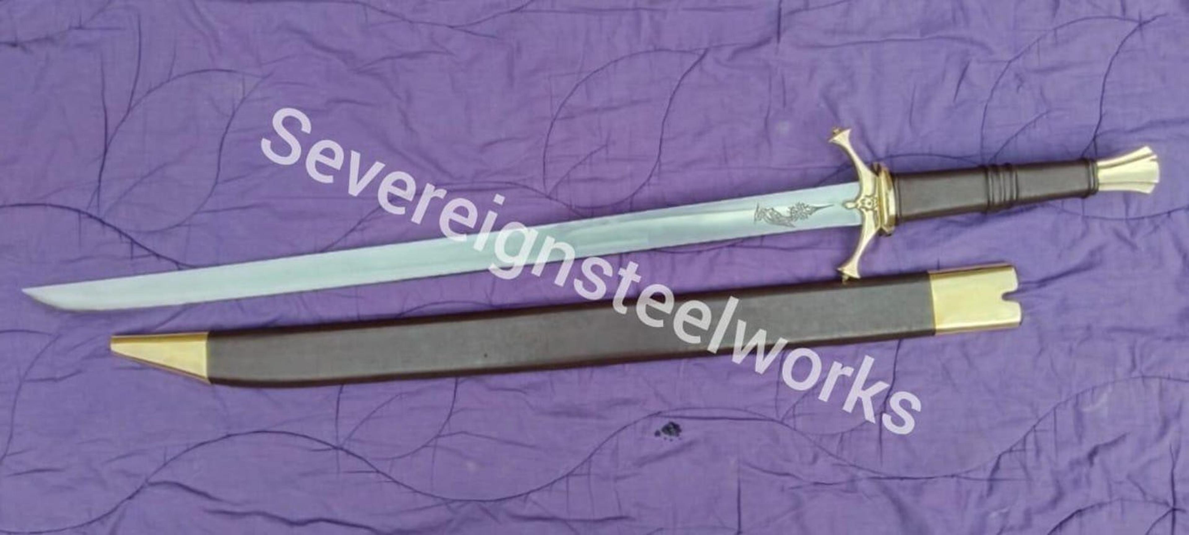 43-inch heron mark sword replica with high carbon steel blade, gold-tone guard & scabbard for collectors