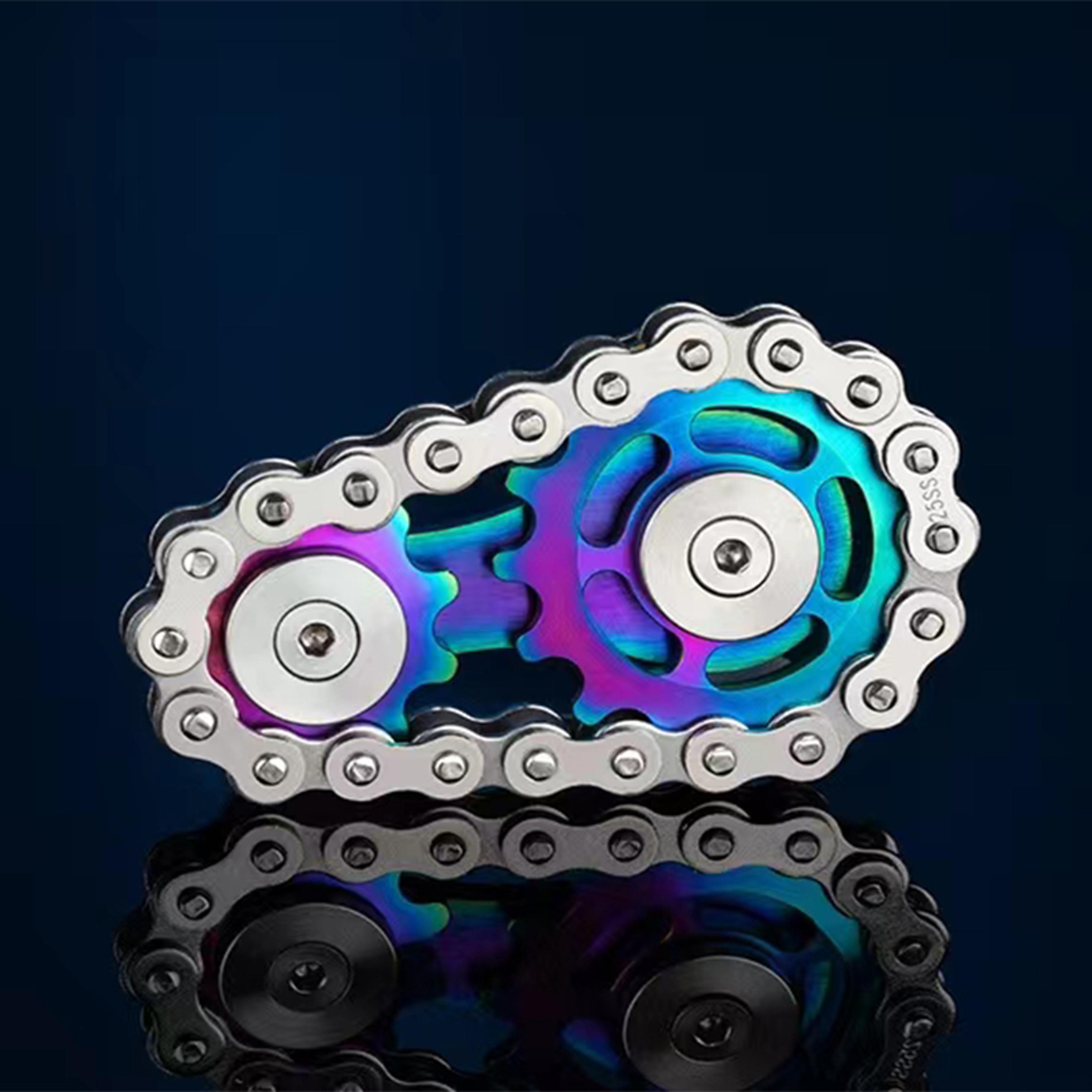 chain gear hand spinner for adults – metal fidget toy for stress relief & adhd focus tool