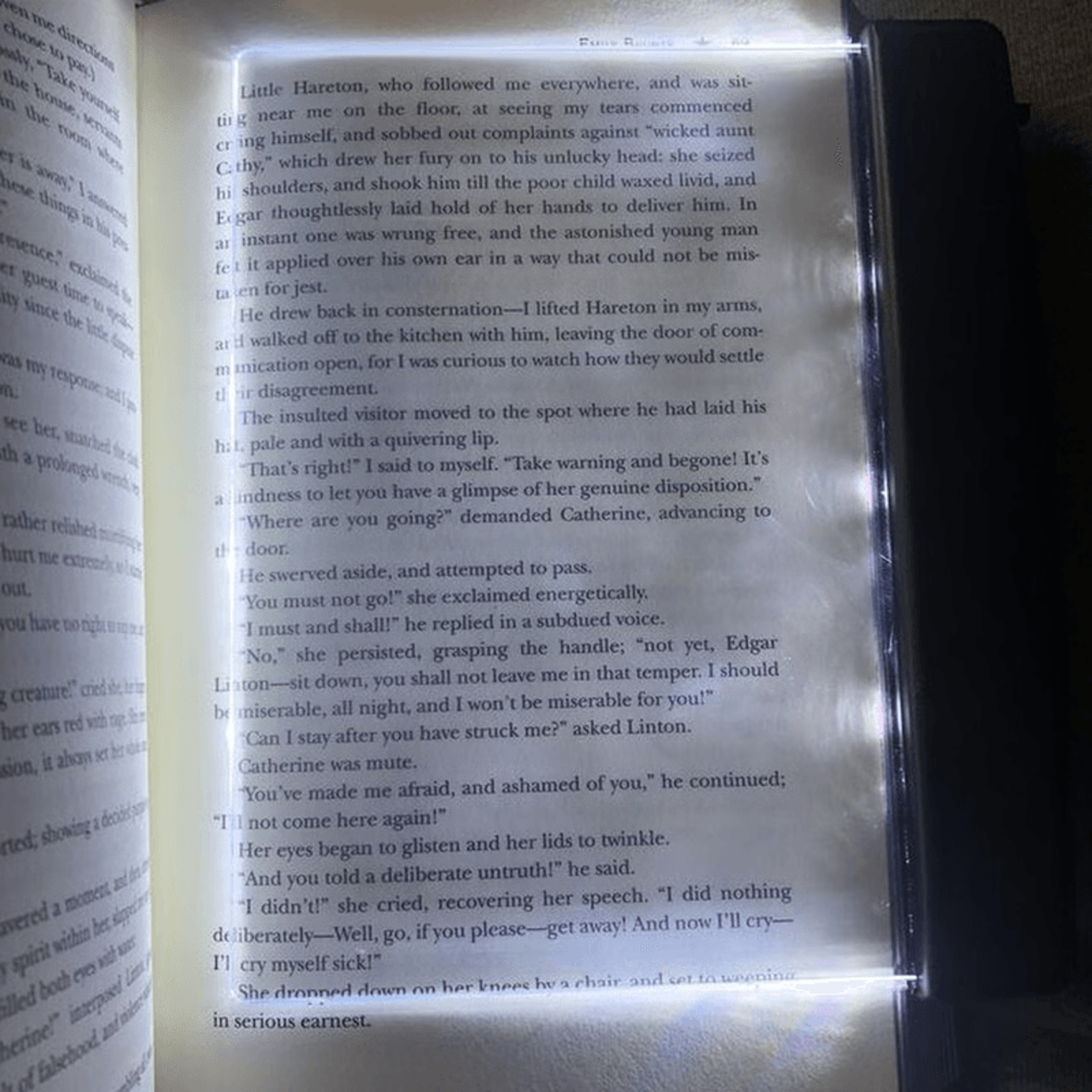 flat panel led book light for night reading, page-focused, eye-comfort glow