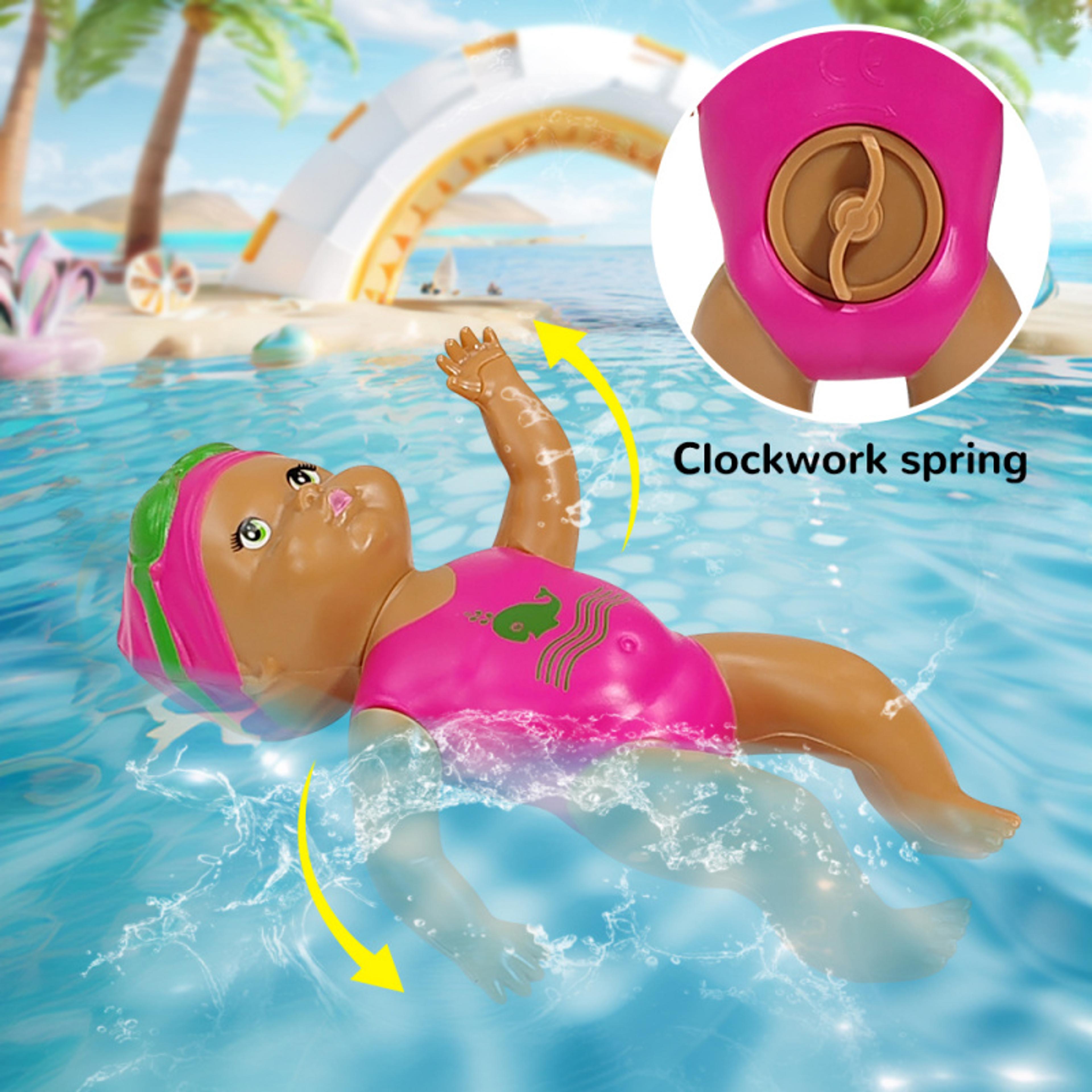 wind up swimming doll backstroke floating bath toy for kids pool & bathtub fun