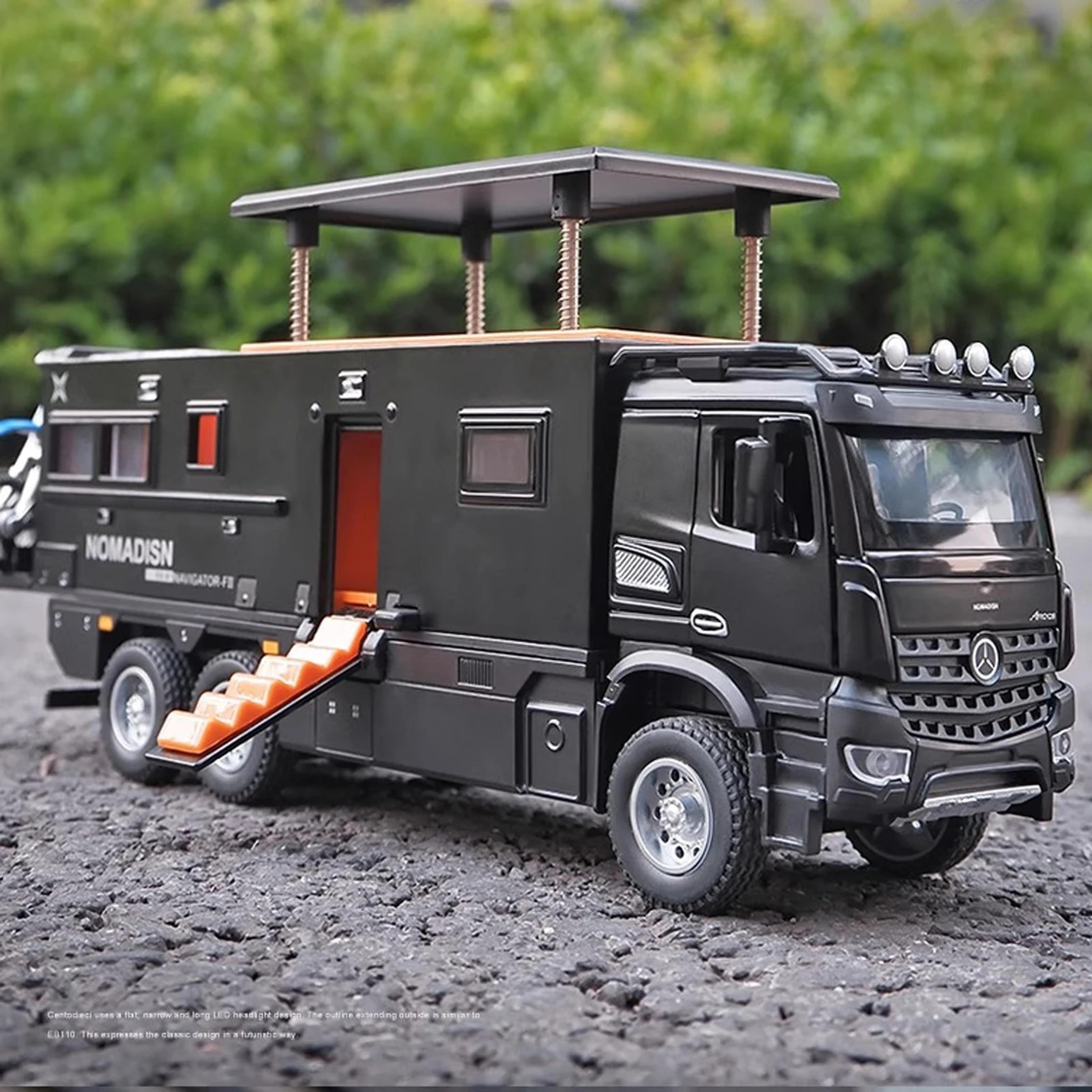 mercedes benz diecast rv toy camper with pull back action, lights & sounds for kids