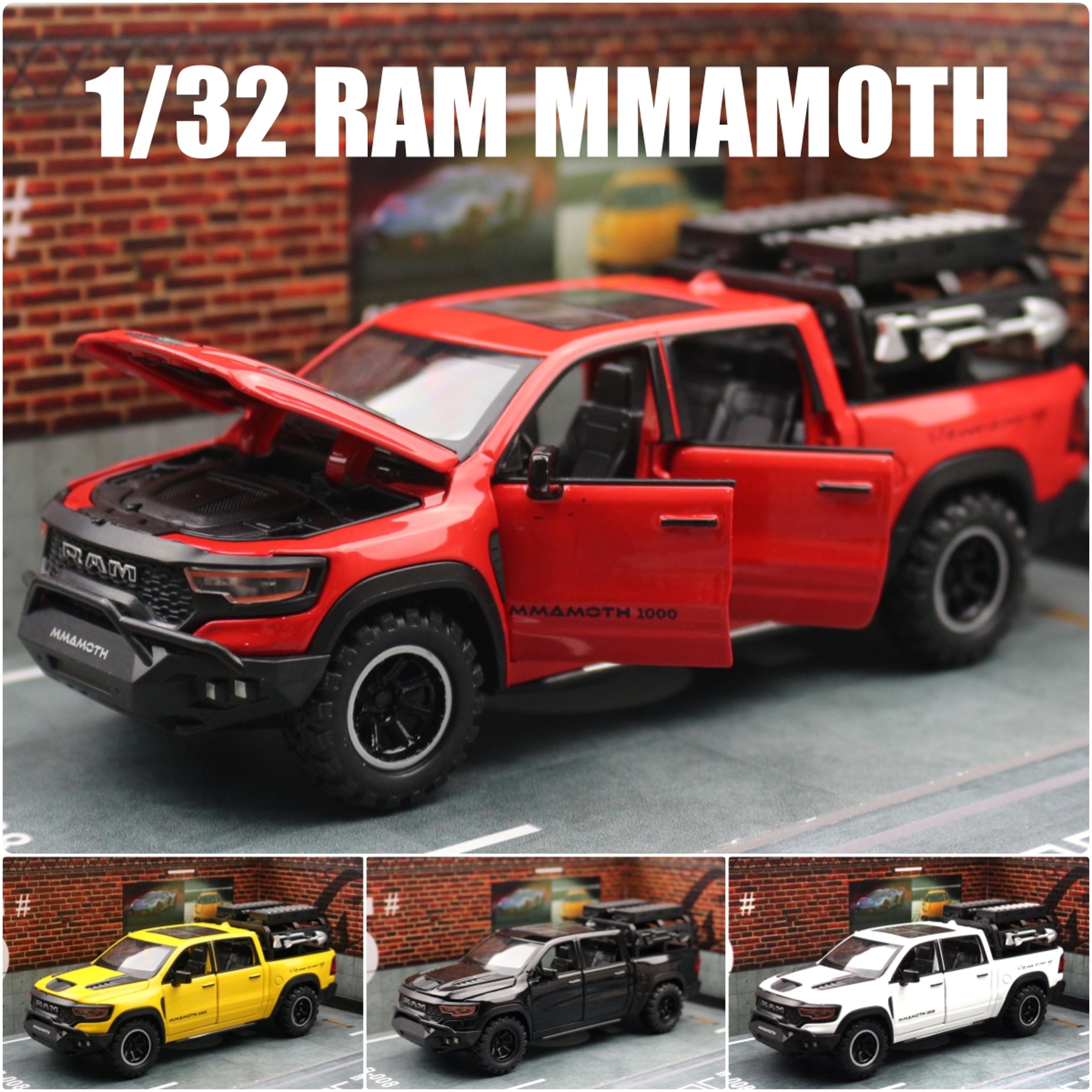 dodge ram mammoth diecast toy truck with lights, sounds & pull back action