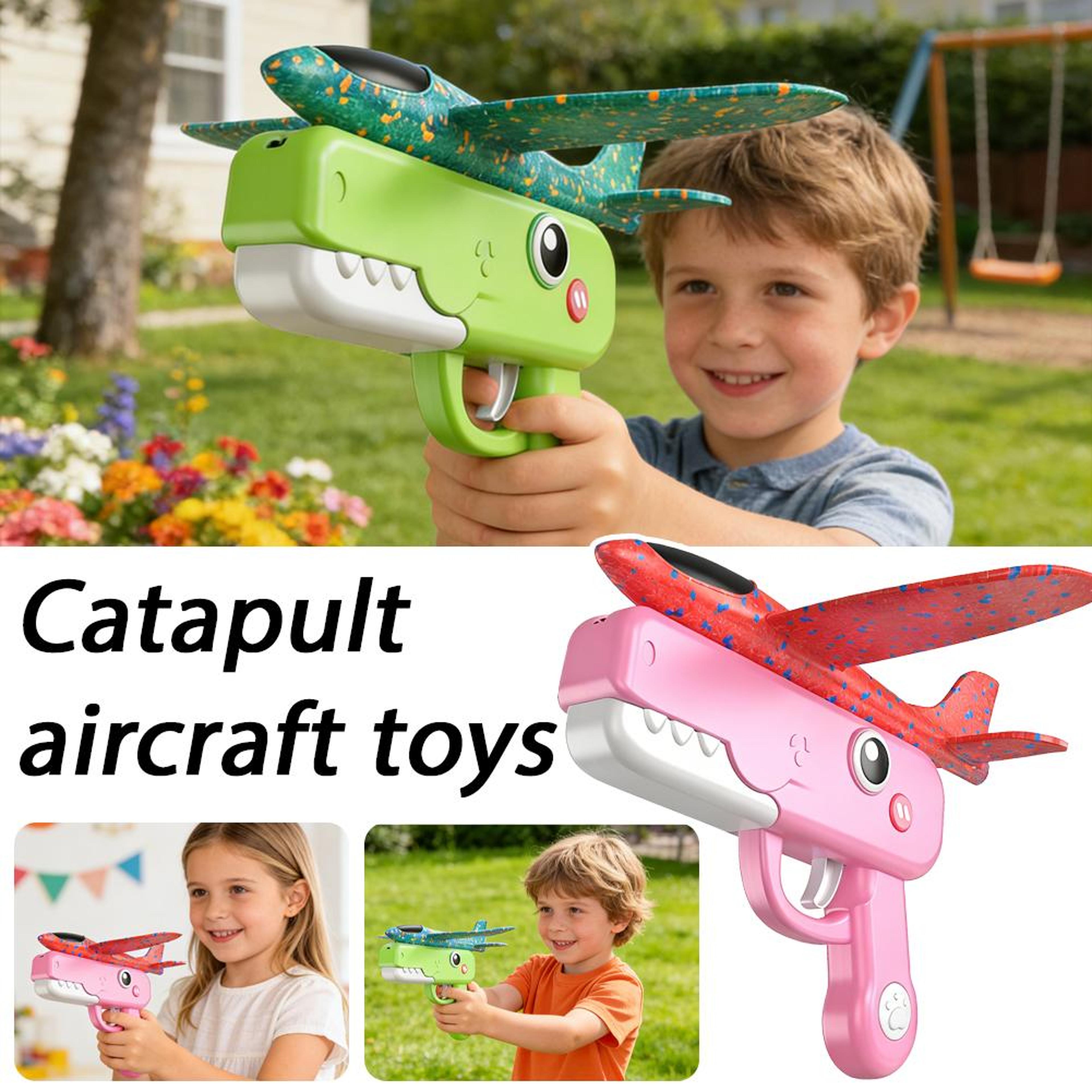 catapult foam airplane launcher toy for kids outdoor flying glider parent child game