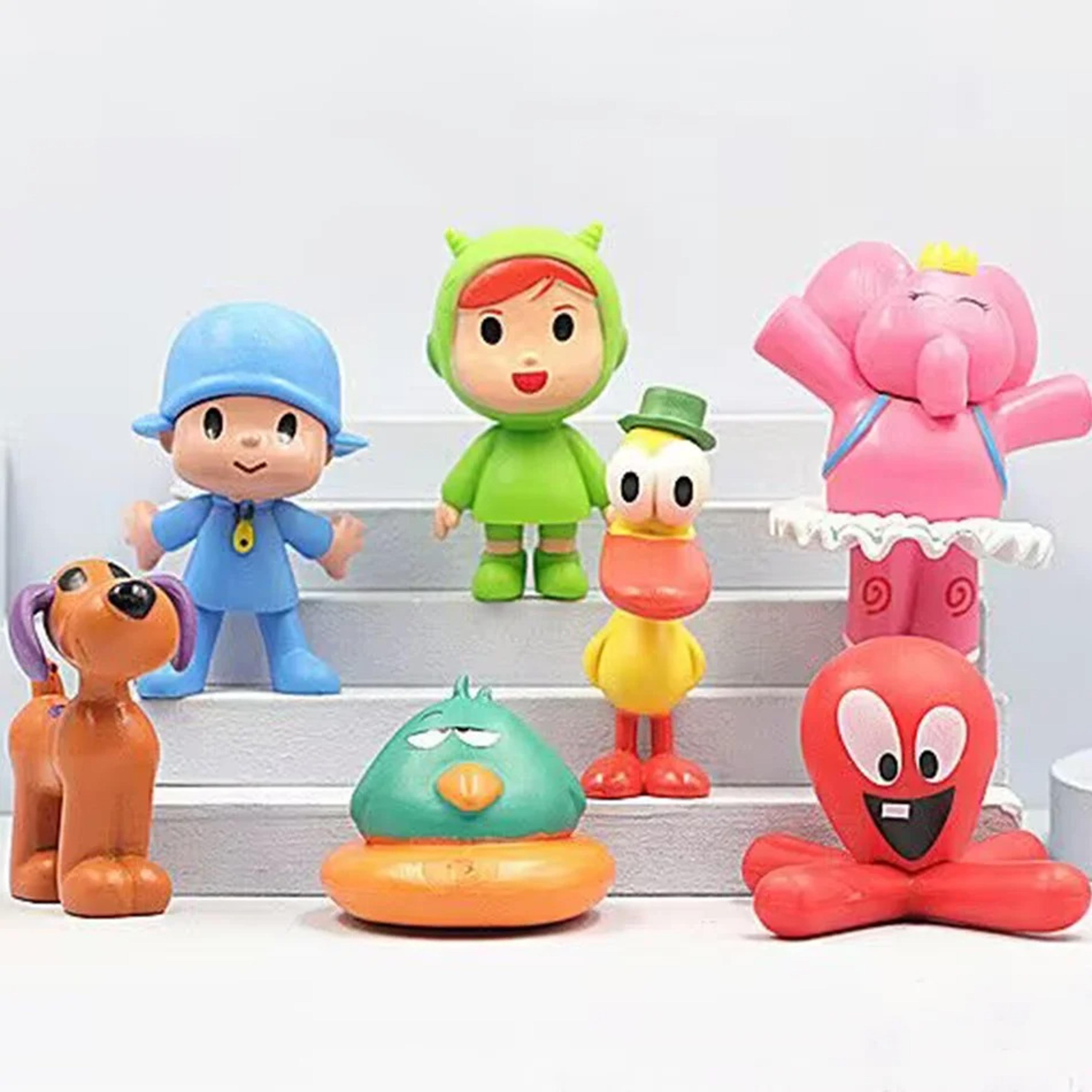 pocoyo cute animal figurines 7-piece pvc toy set for kids & collectors