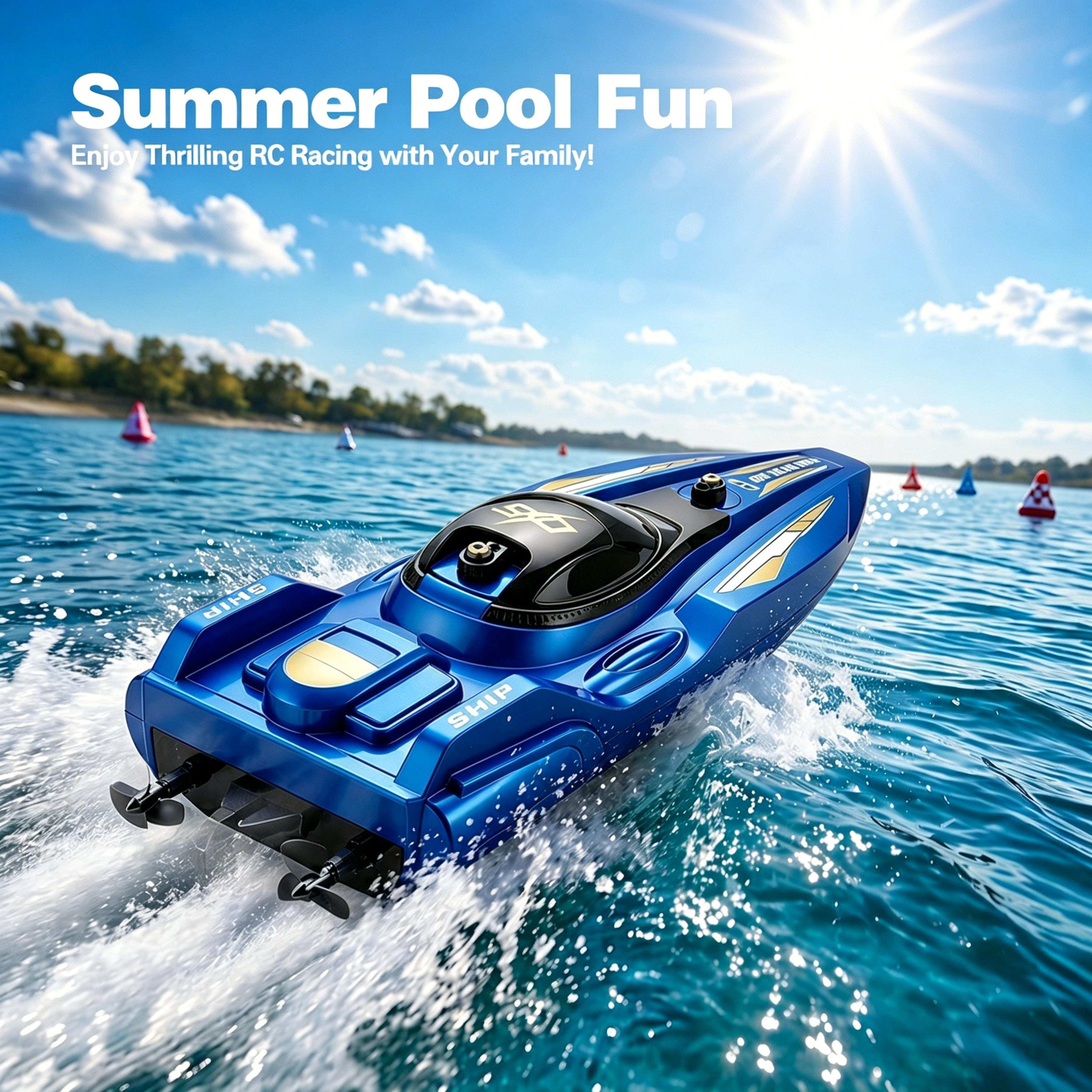 mini rc racing boat 2.4ghz dual motor waterproof remote control speed boat for kids & adults