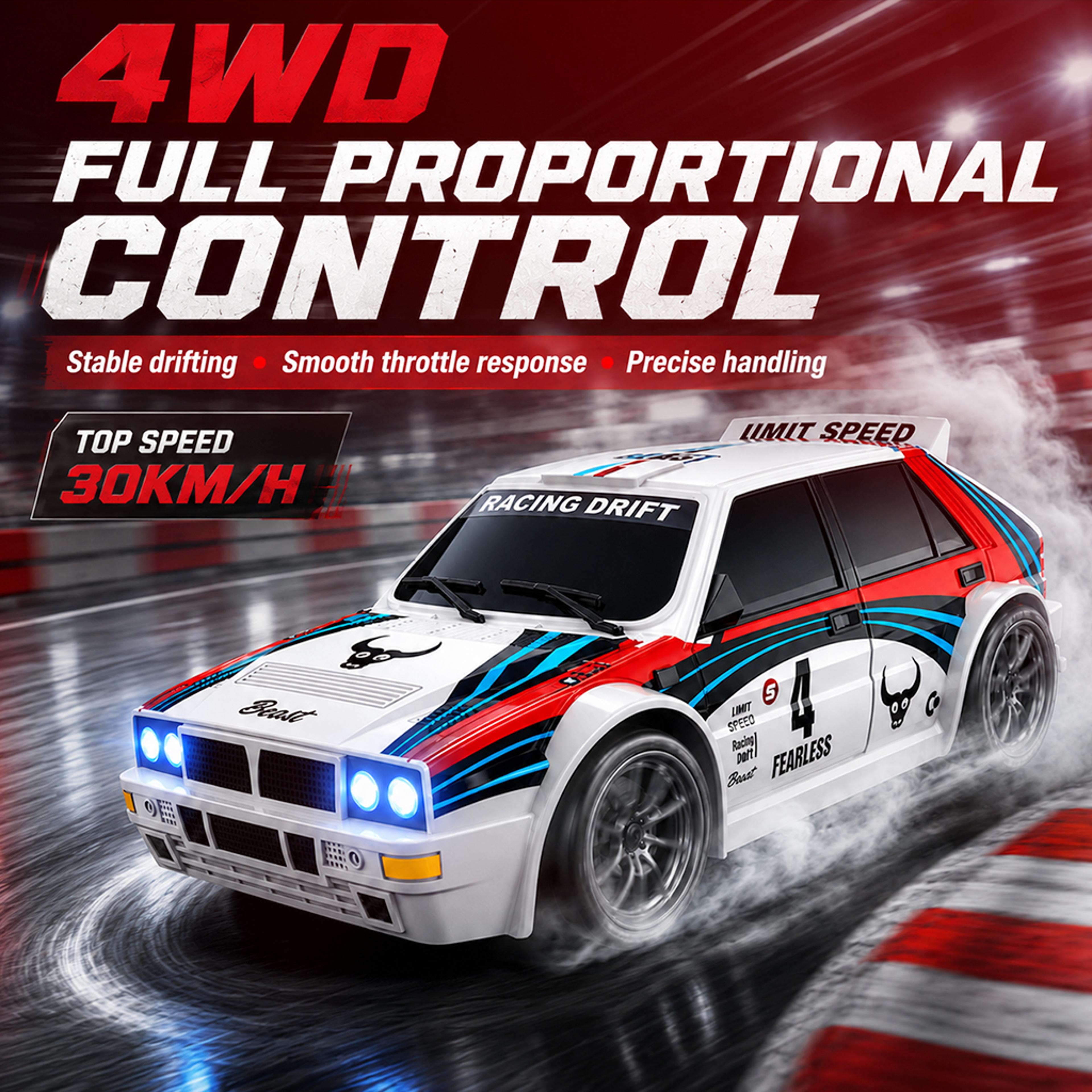 30km/h 4wd rc drift car with swap tires & led lights high speed remote control car