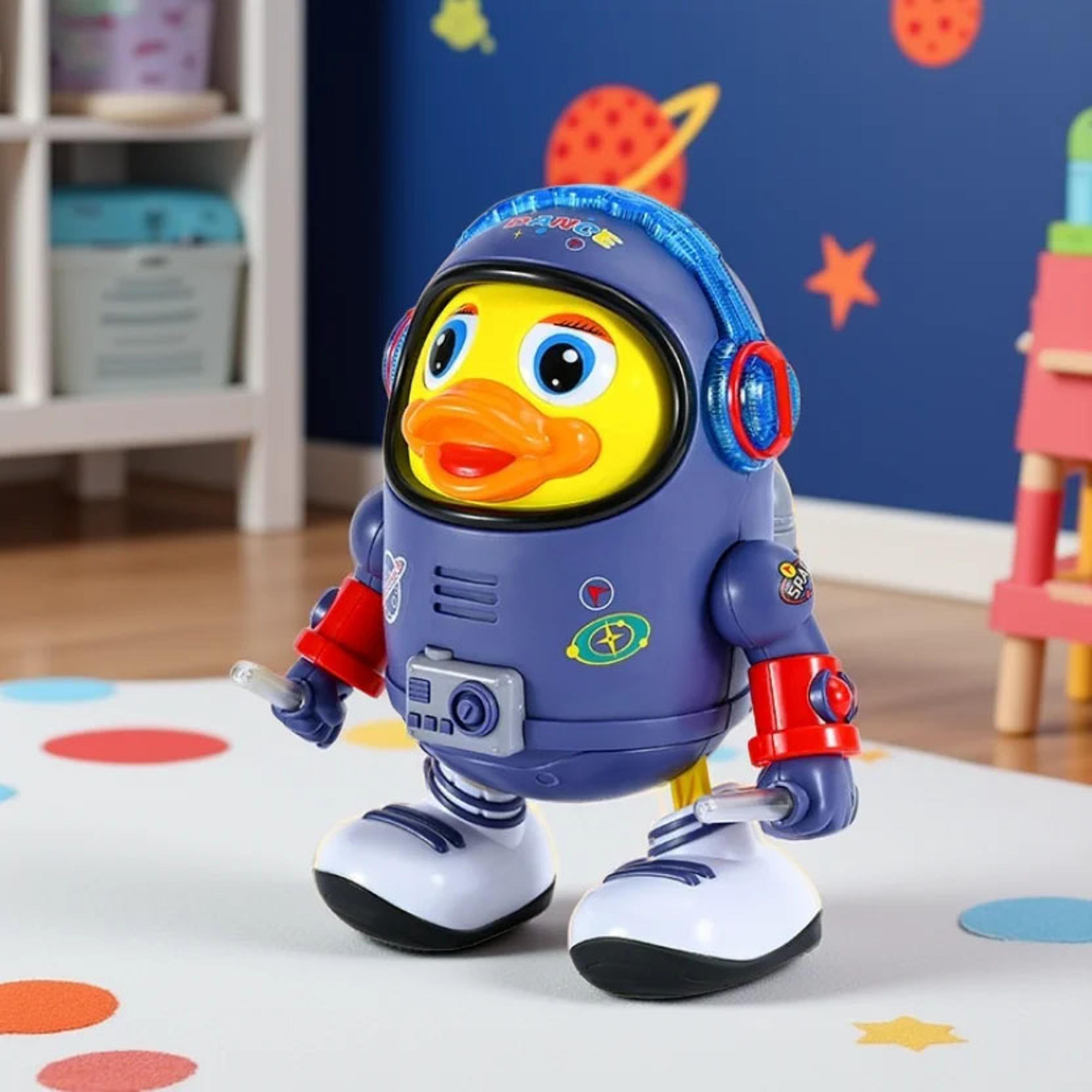 interactive dancing duck toy with music, lights & space adventure for babies and toddlers