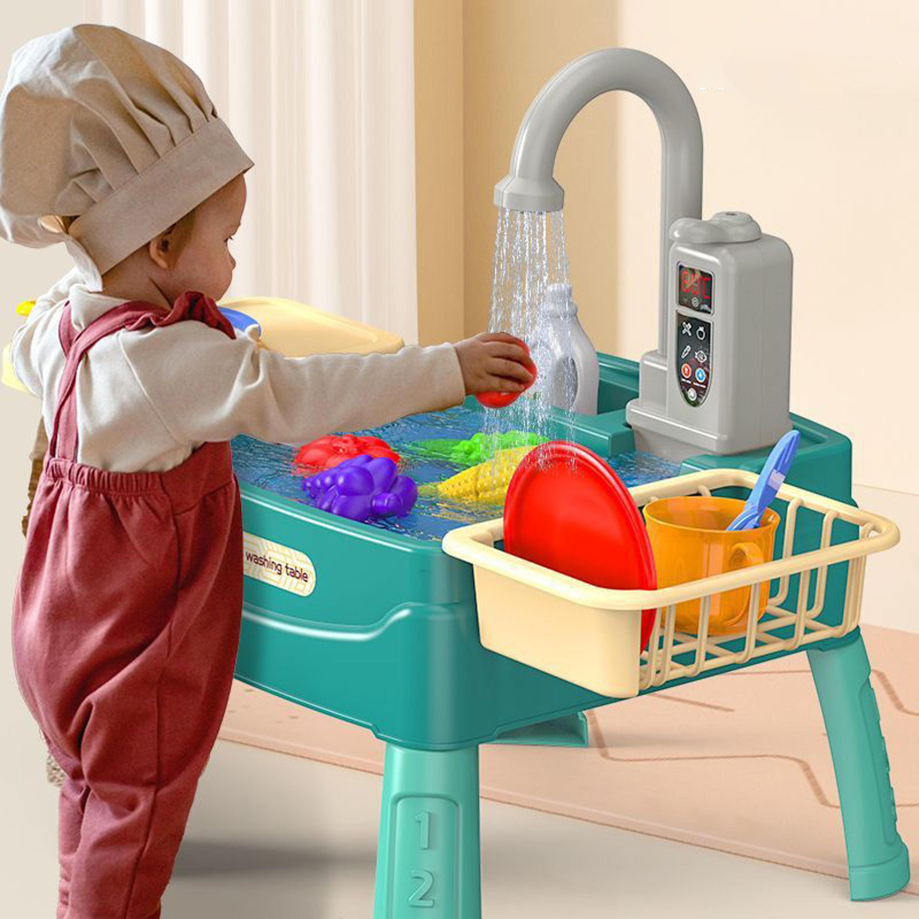 play kitchen sink with running water electric faucet pretend play kitchen toy set for toddlers