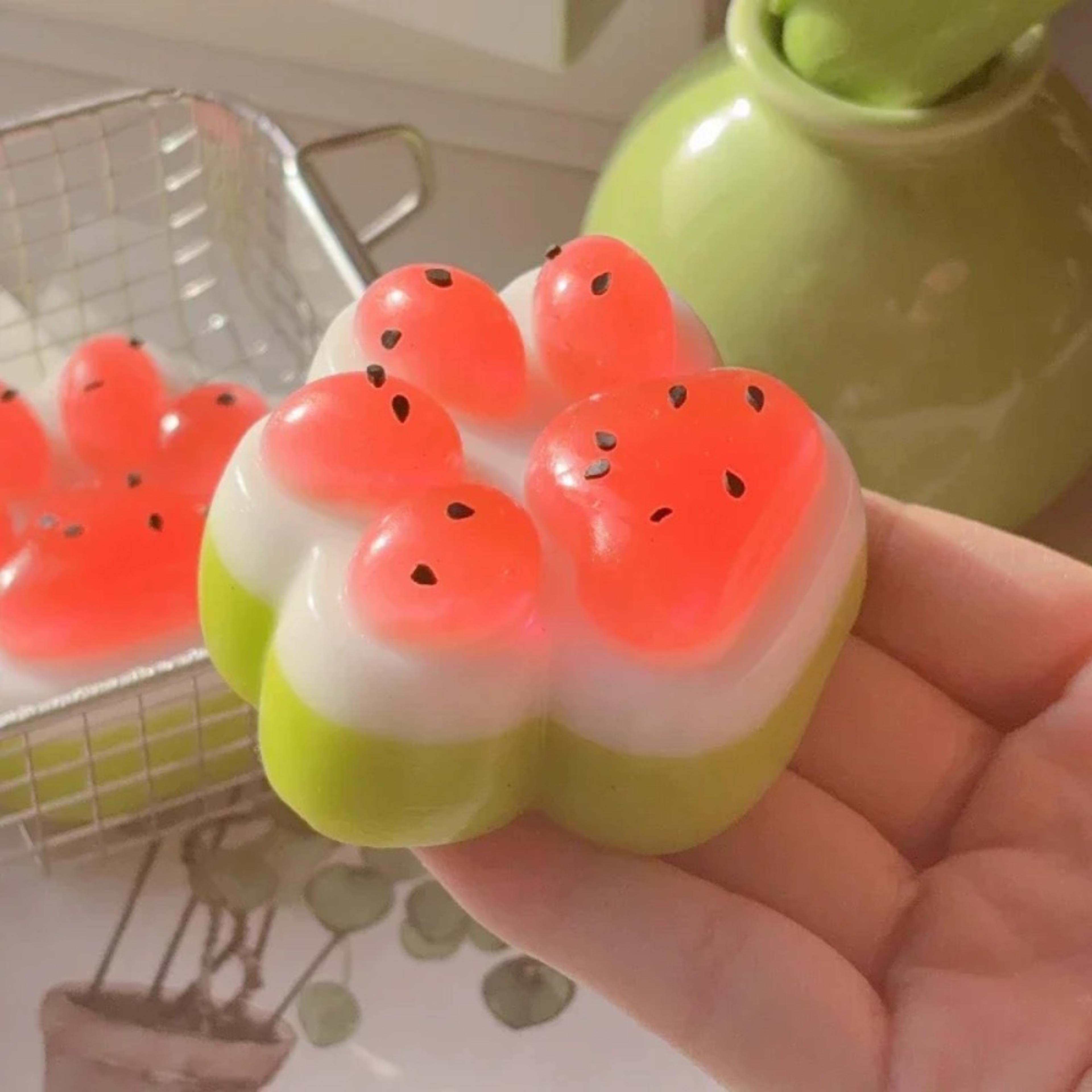 watermelon cat paw squishy stress relief toy cute mochi fidget toy