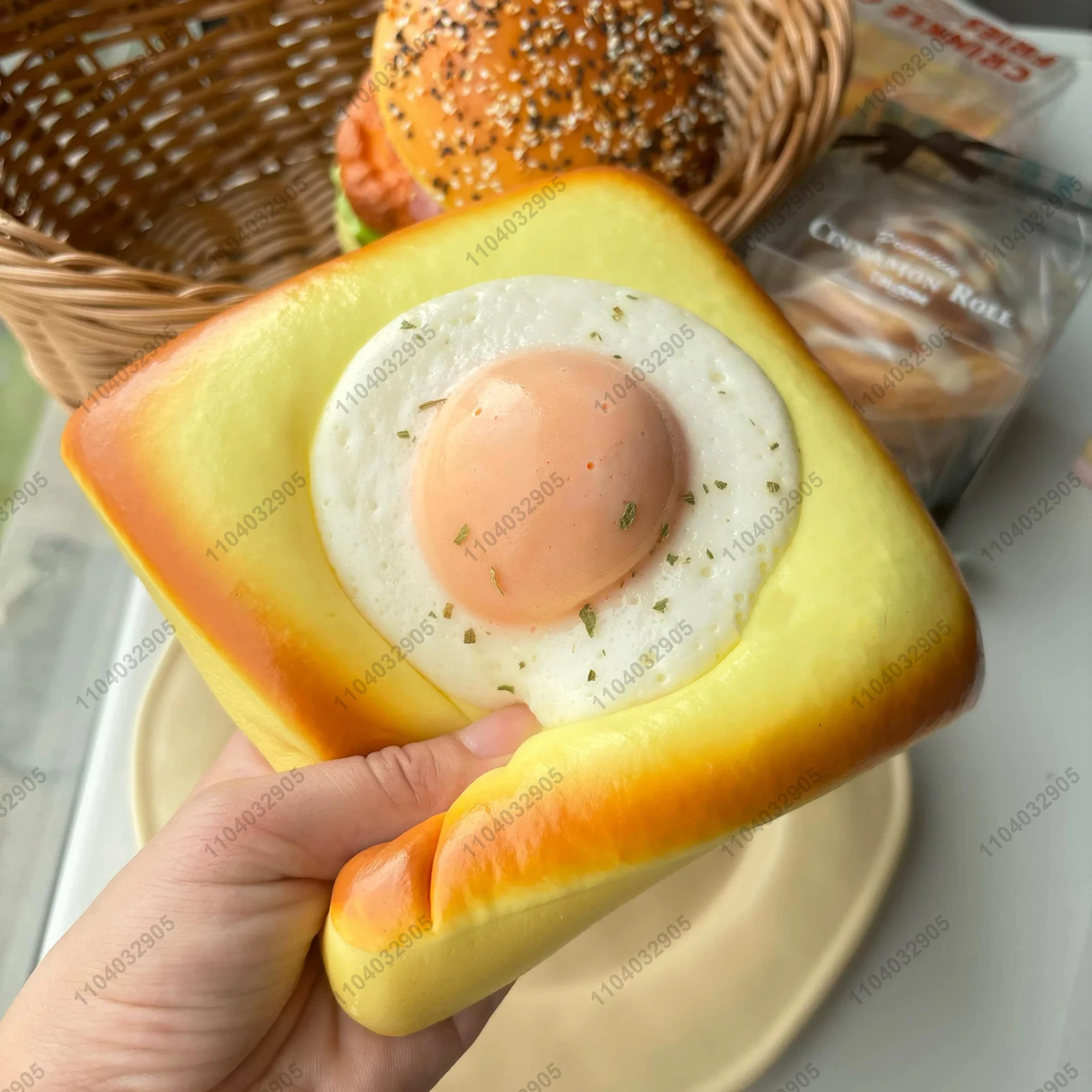 jumbo fried egg toast squishy toy slow rising stress relief fidget squeeze toy