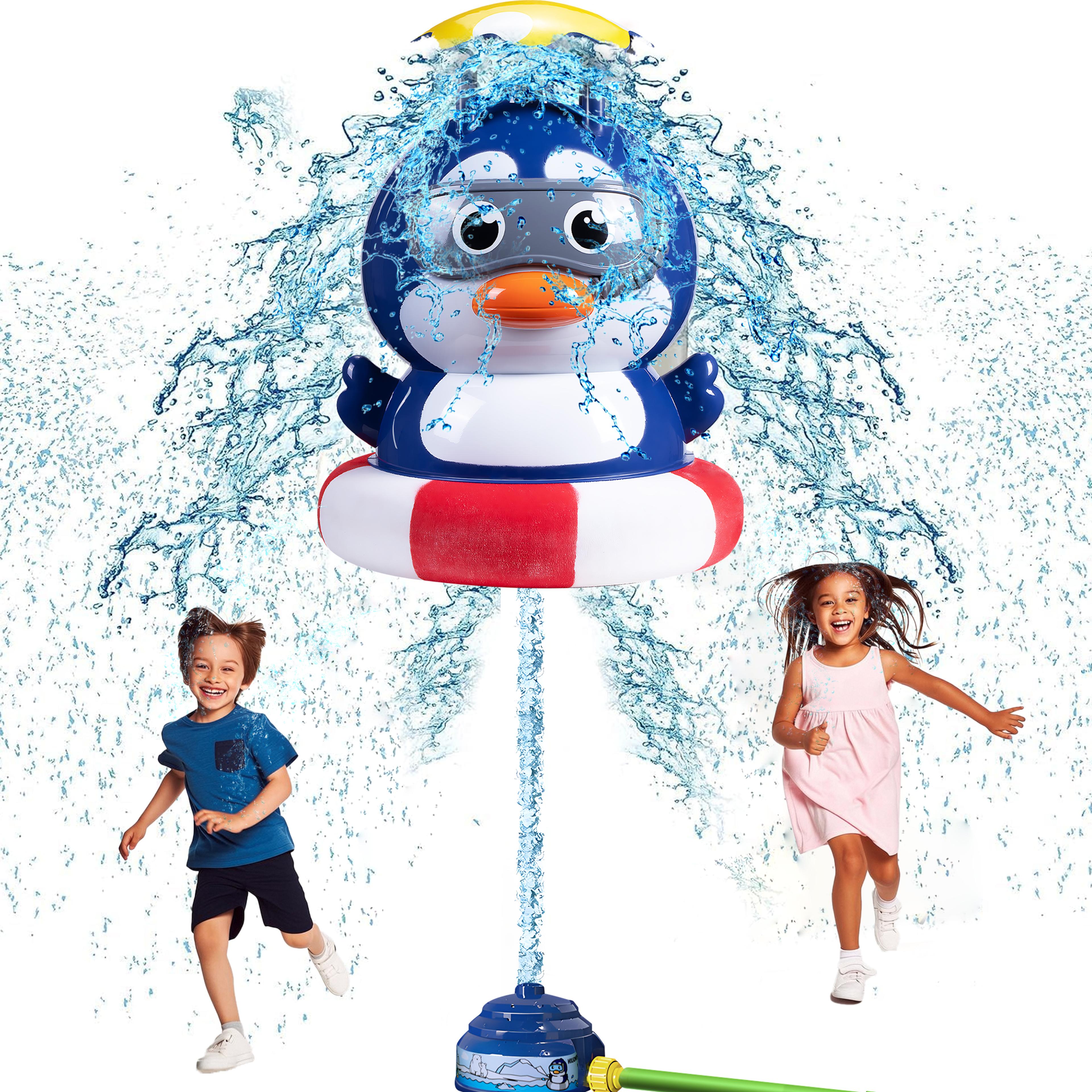 rocket sprinkler for kids outdoor water toy with flying splash fun for backyard summer play