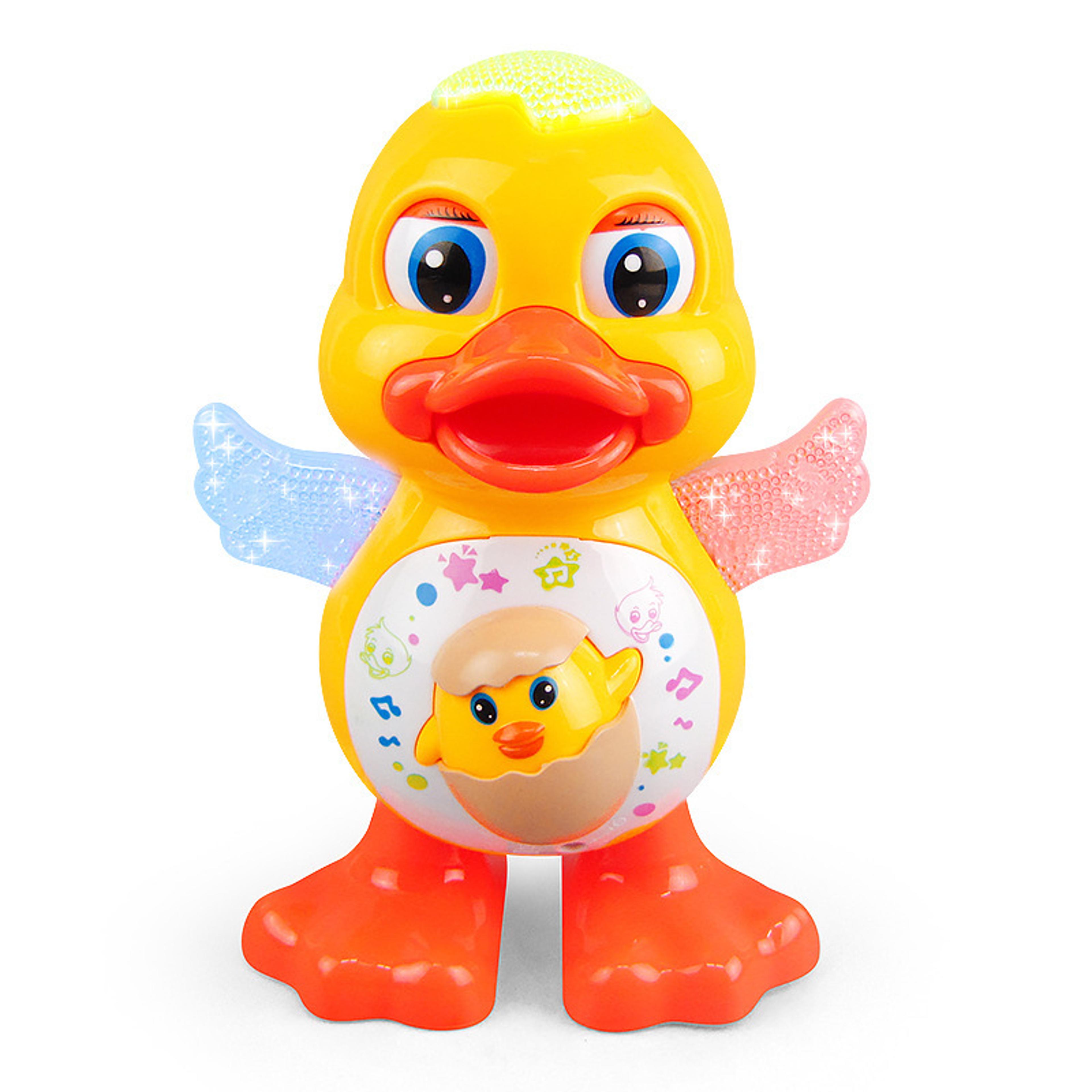 interactive dancing duck toy with music, flashing lights & blinking eyes for kids