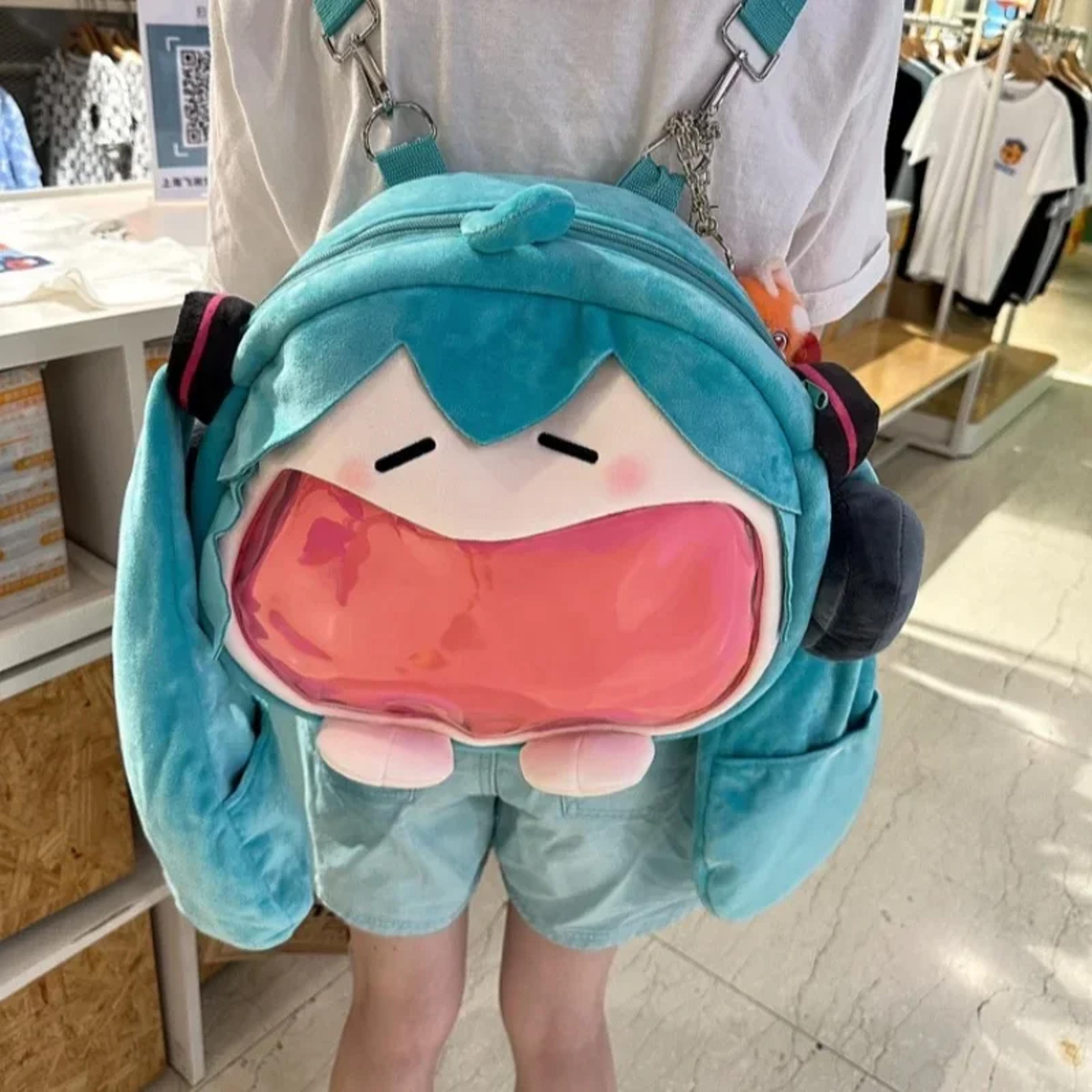 hatsune miku plush anime backpack kawaii shoulder bag for kids, teens & collectors