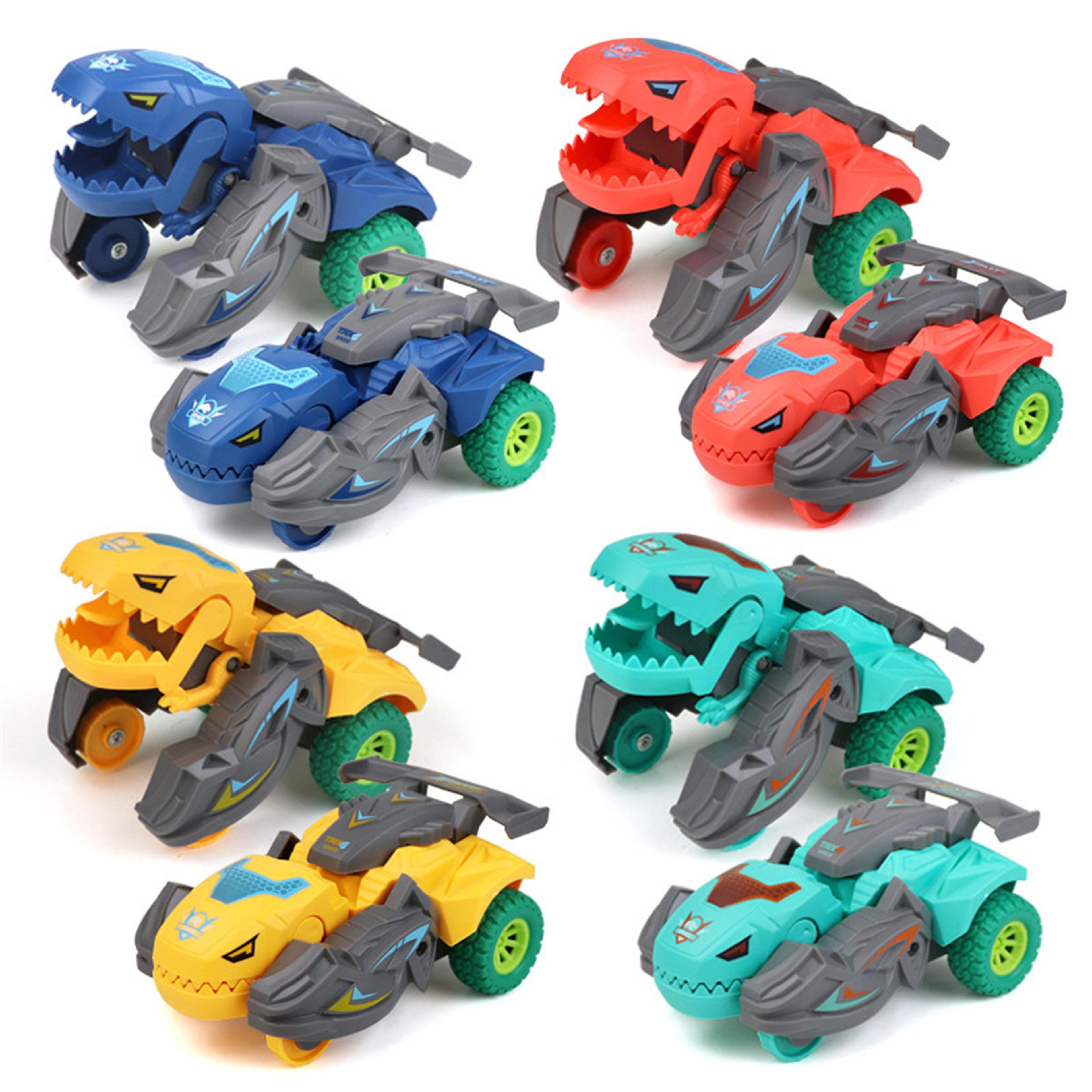 transforming dinosaur car toy auto change t rex toy for kids with inertia drive