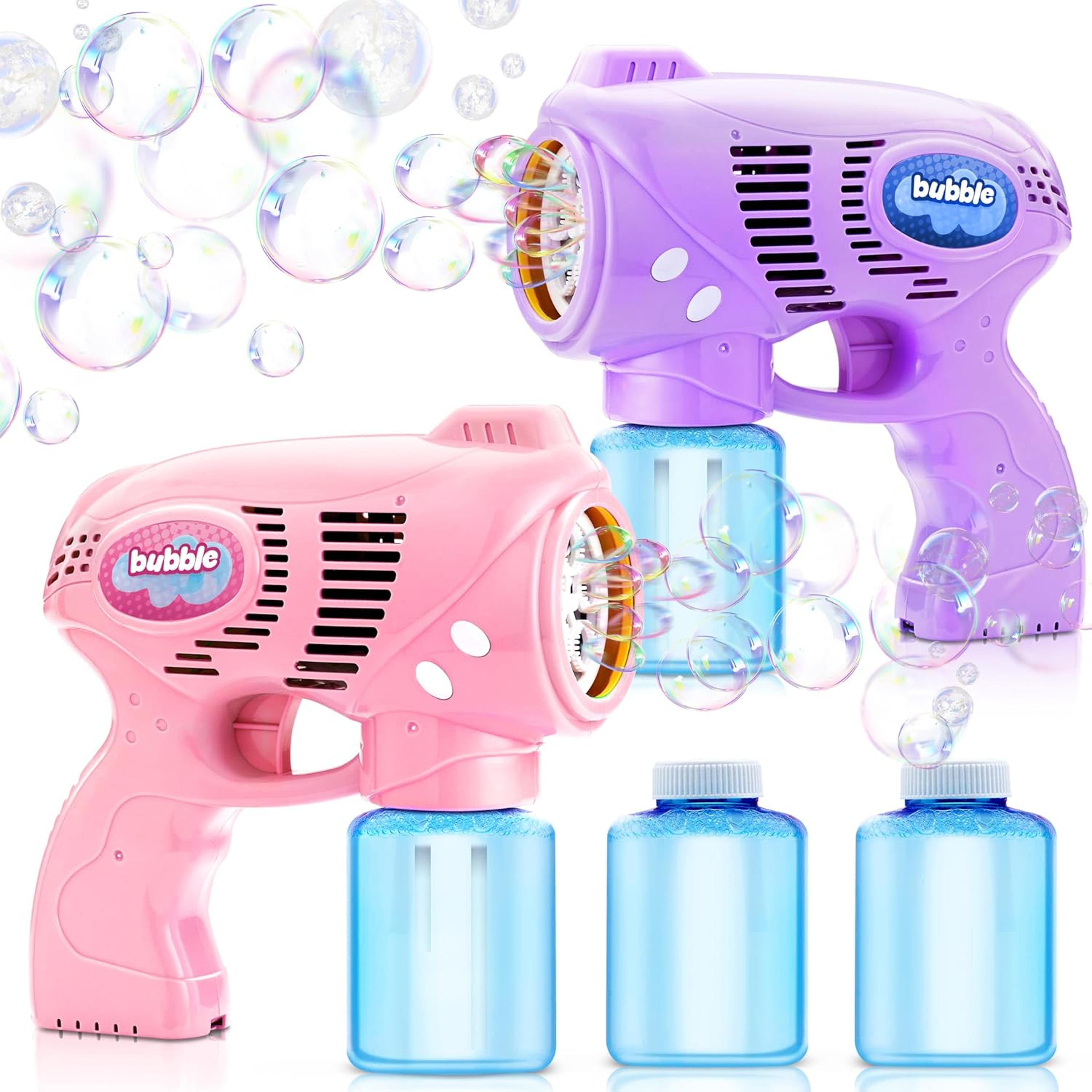 kids bubble machine gun with 2 refill bottles automatic bubble gun for outdoor summer fun