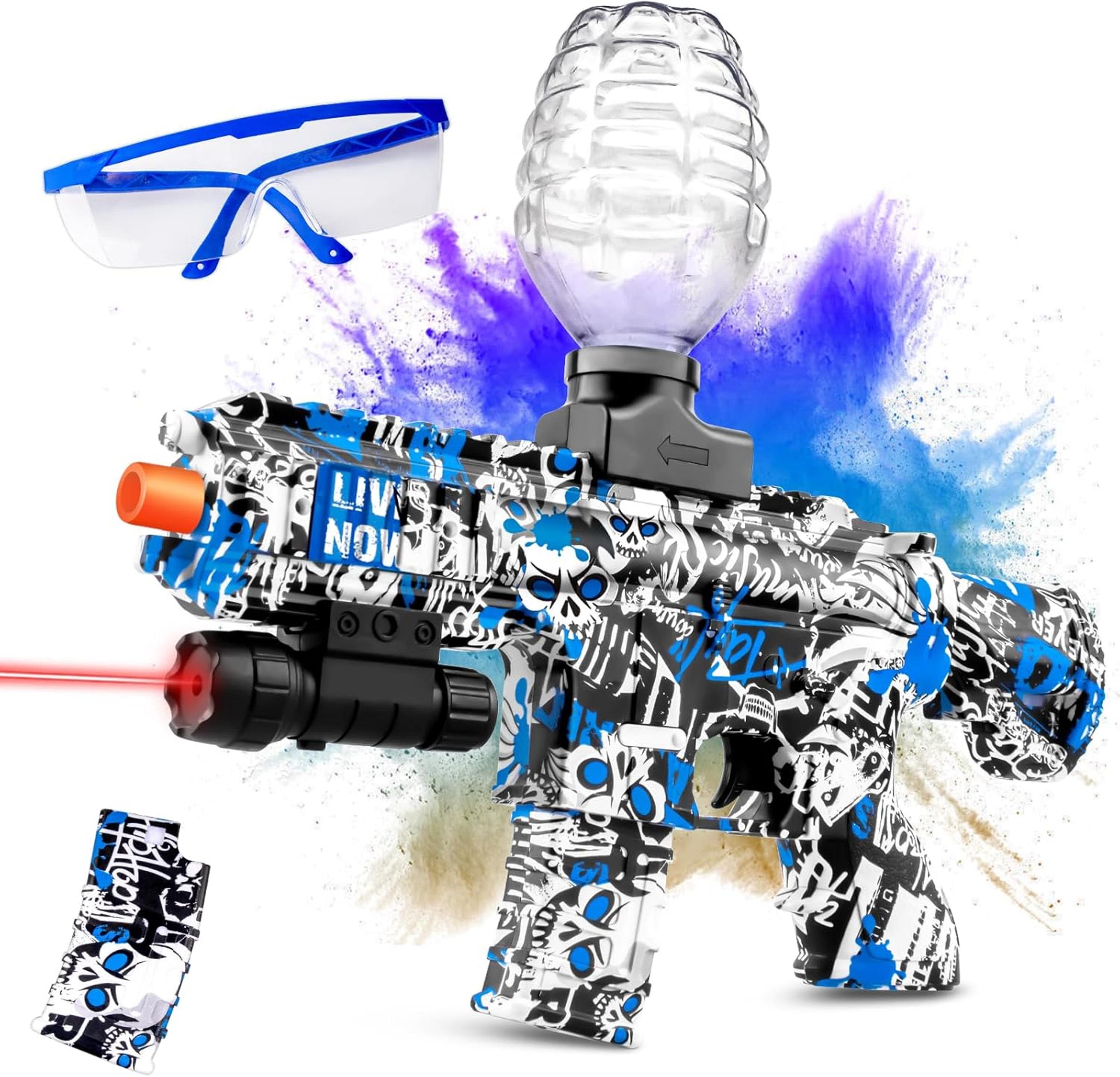 automatic gel ball blaster toy gun with safety glasses for outdoor team battle games
