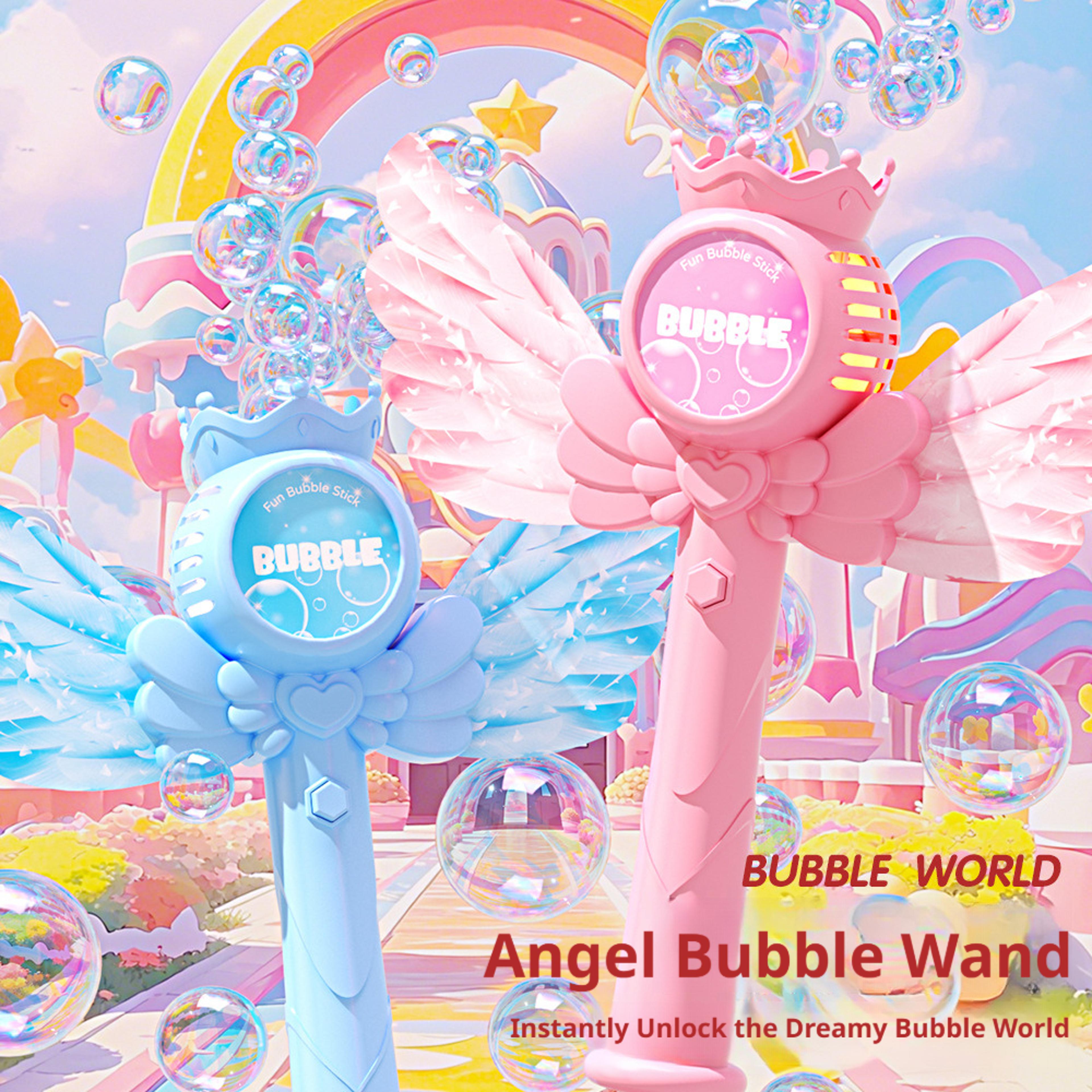 angel glow bubble gun with lights & sound automatic bubble machine for kids outdoor fun
