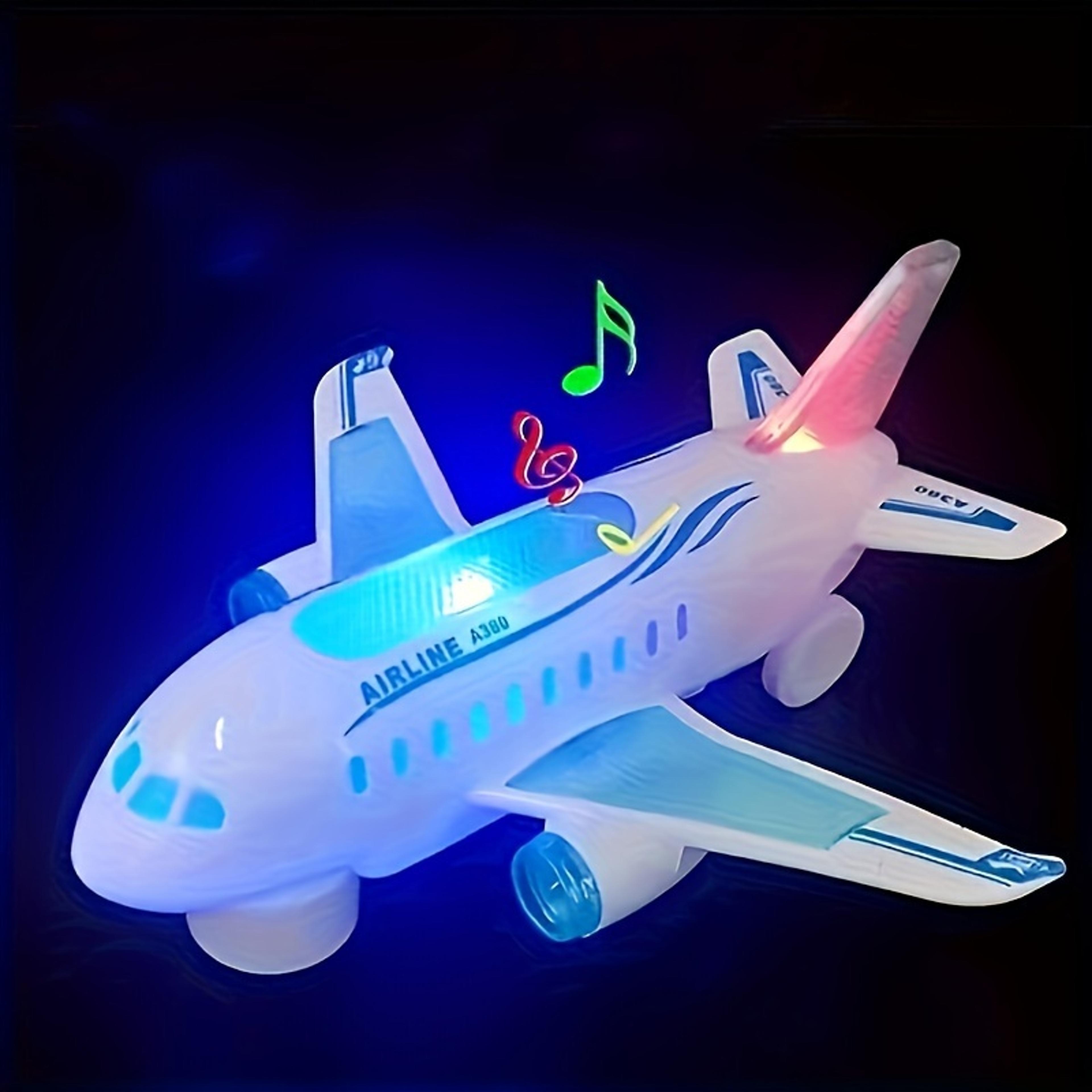 electric airplane toy with led lights, music & bump and go action for kids