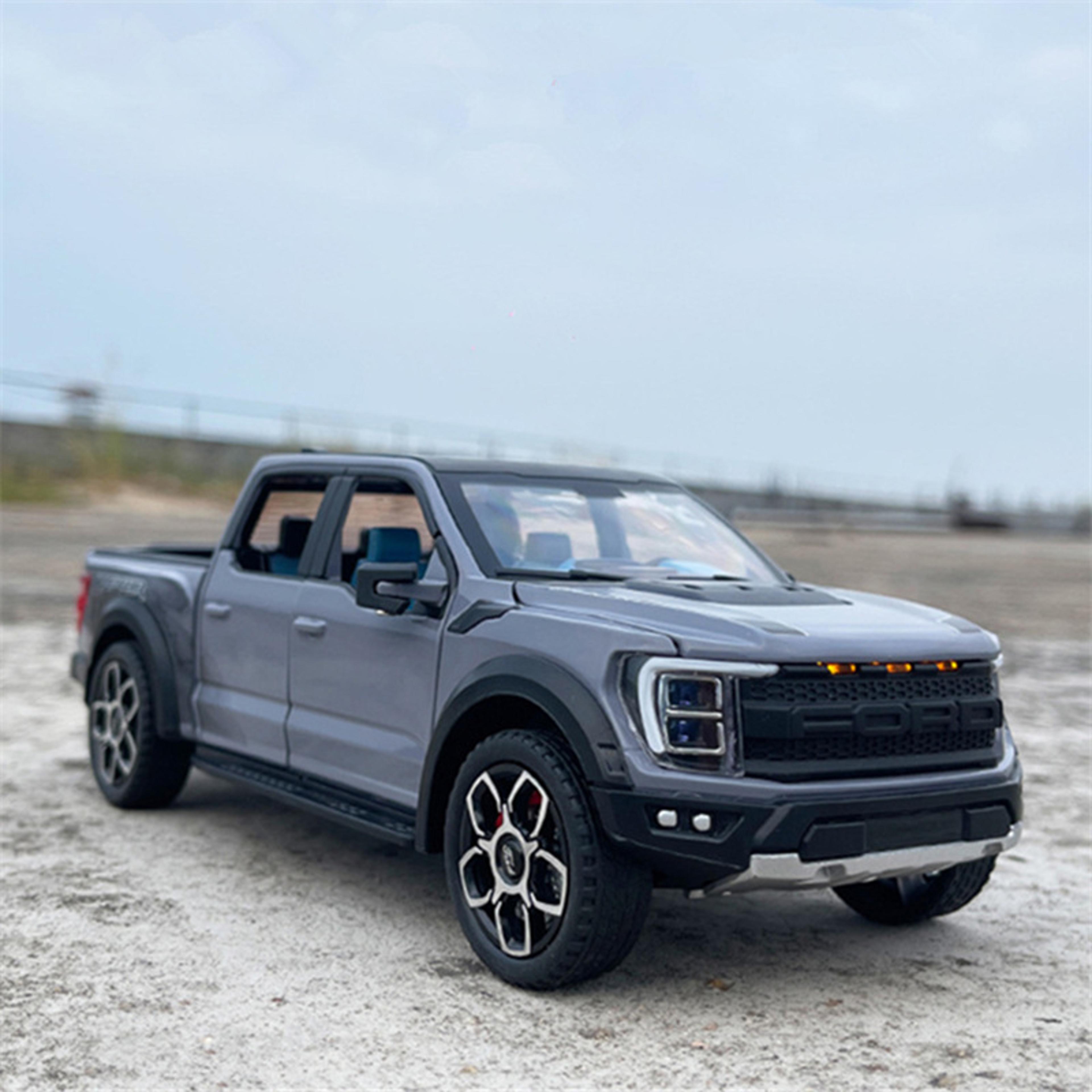 ford raptor diecast model truck with sound & lights pull back alloy pickup truck toy