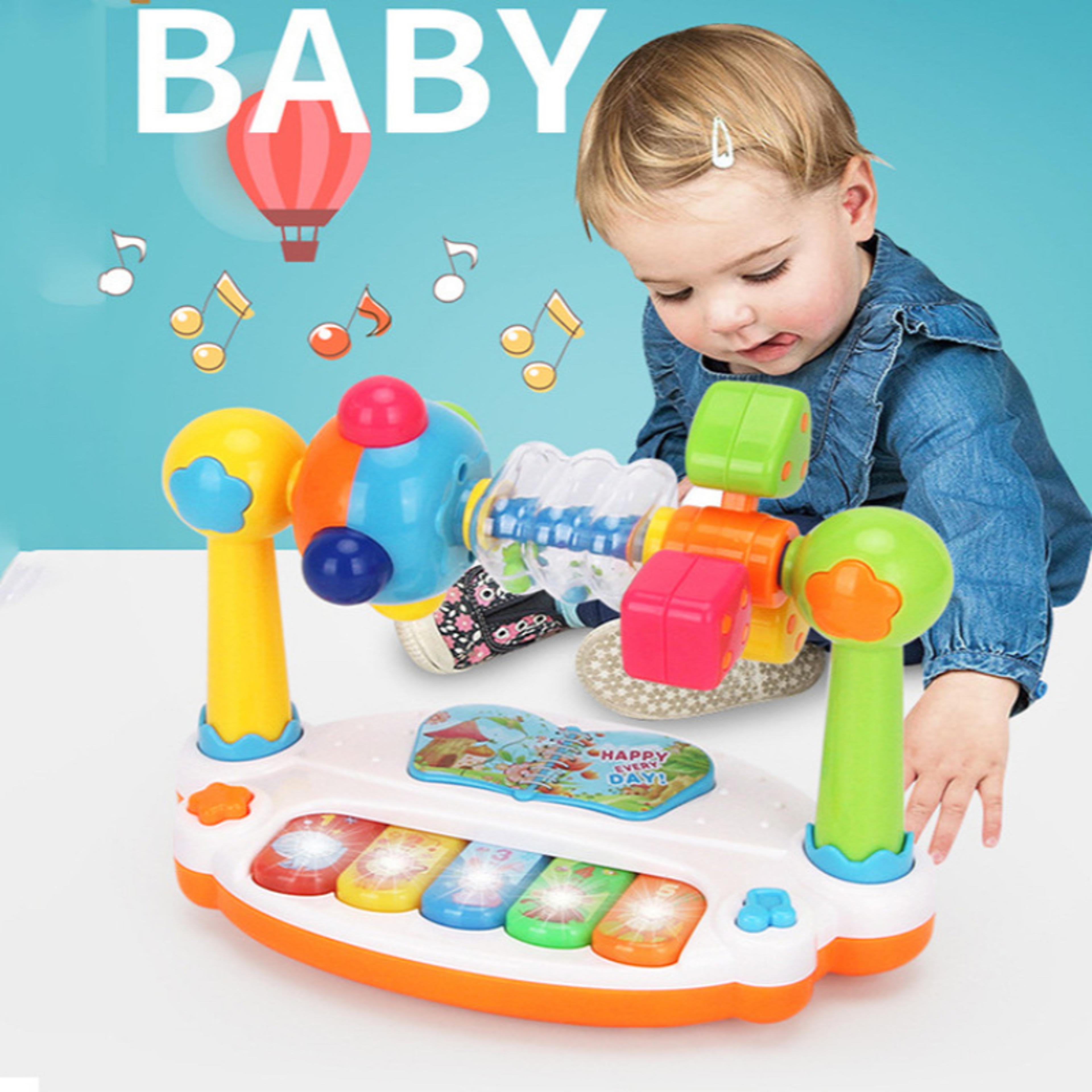 rotating baby piano toy with lights & music kids piano keyboard educational musical toy