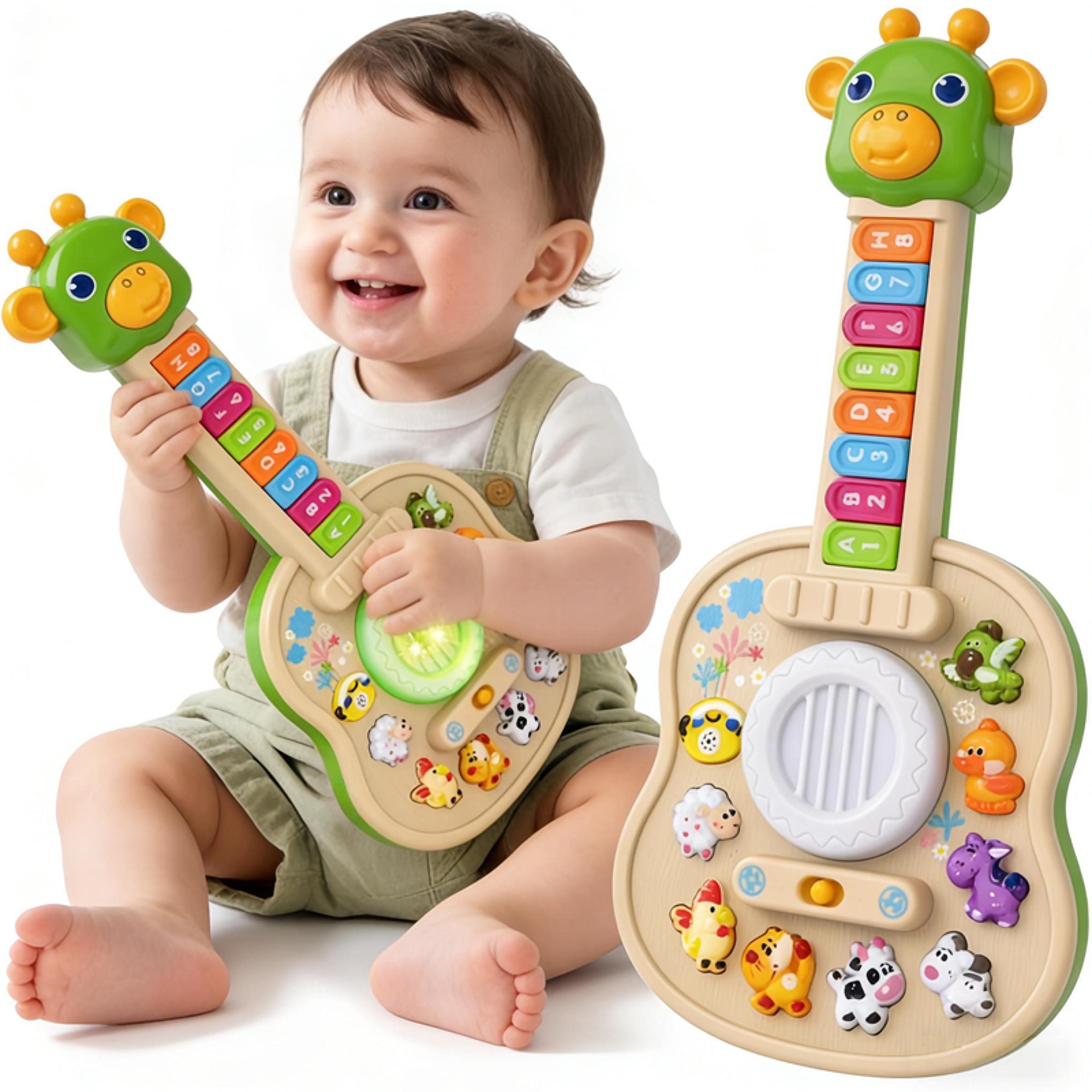 giraffe baby musical guitar & kids piano toy with lights, animal sounds & early learning music