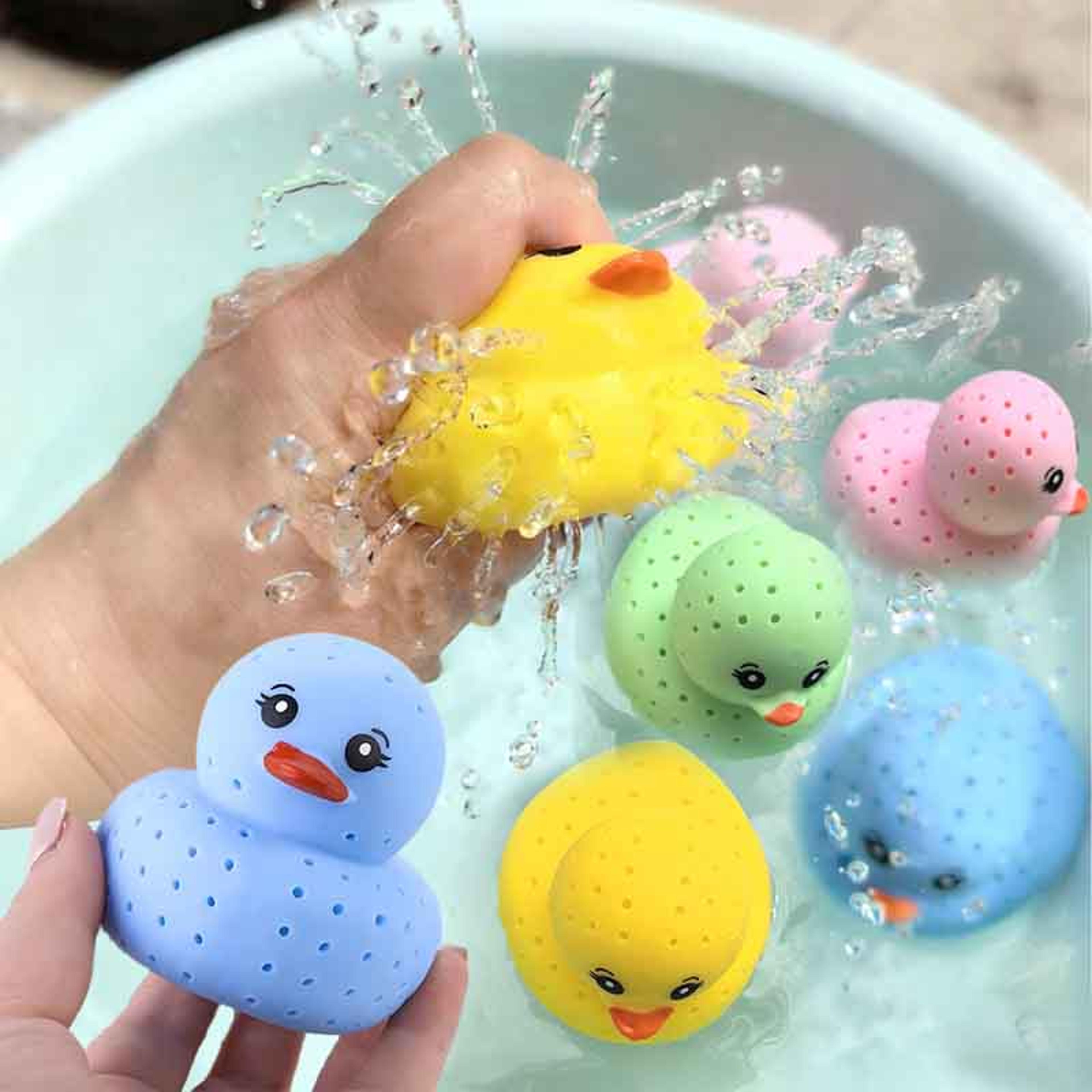cute baby bath toys sponge rubber duck squirting water toy for toddlers & kids