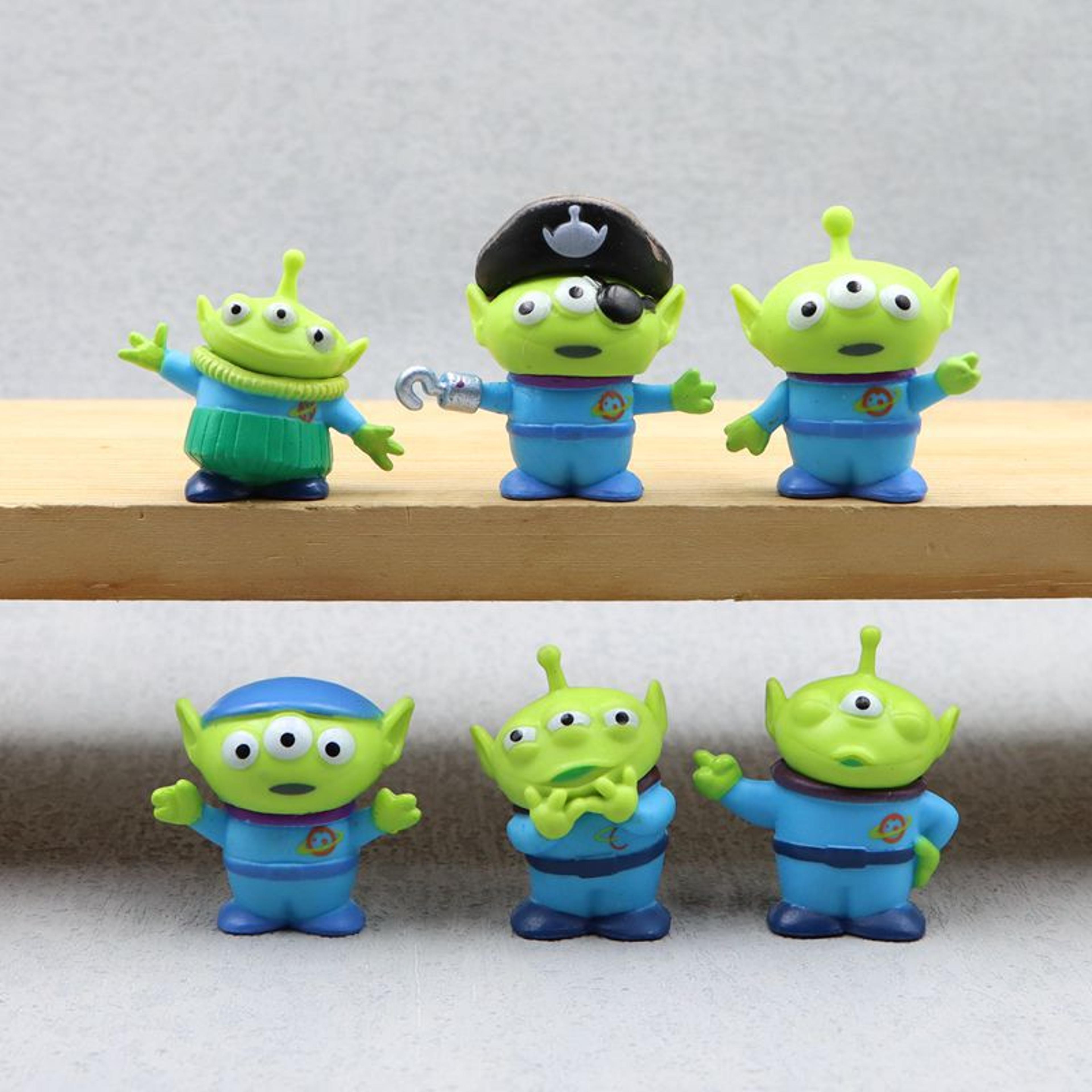 disney toy story alien figures 6-piece mini action figure & cake topper collectible set